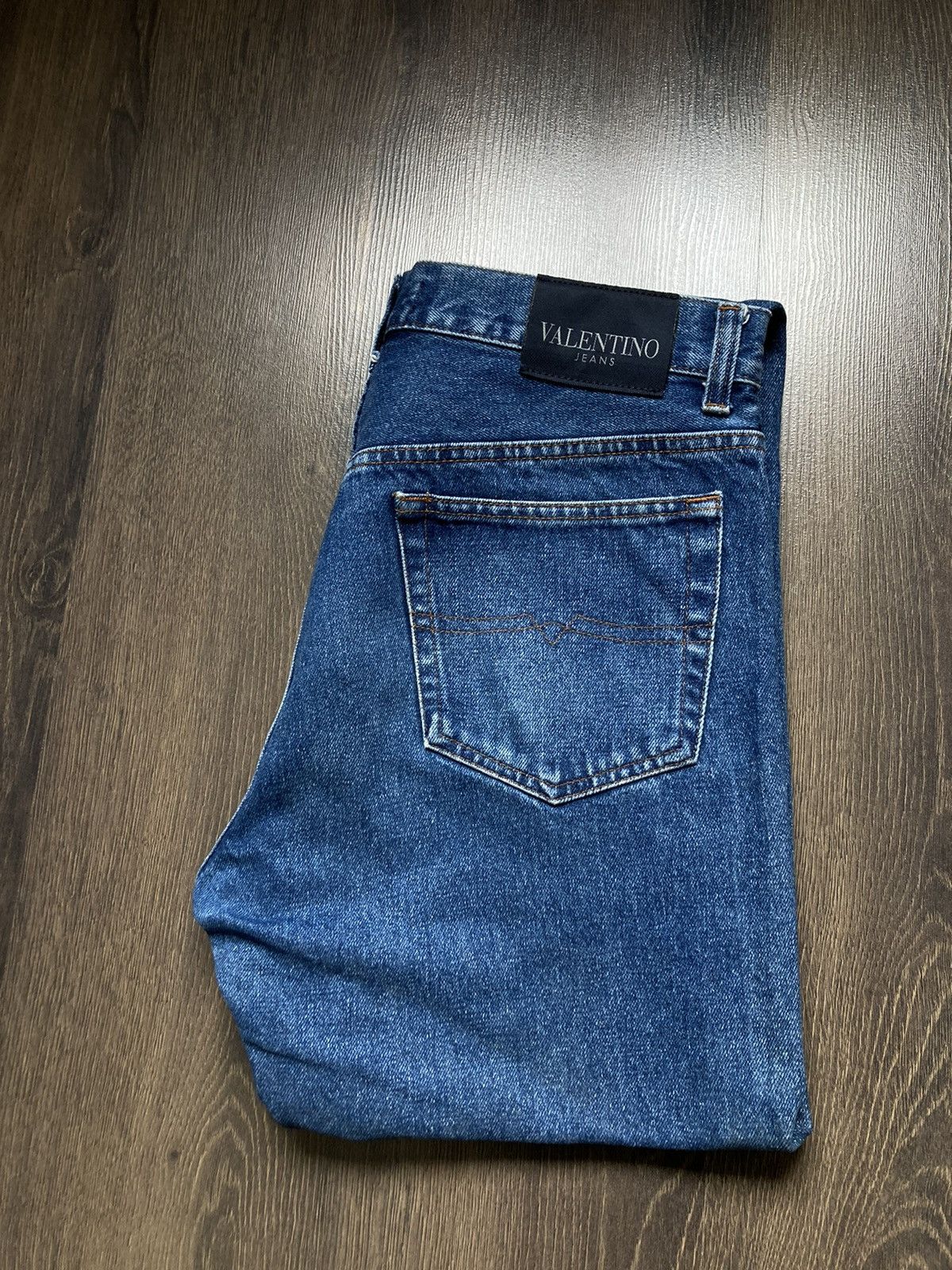 Blue Vintage Straight Jeans Valentino 32 Size 90s Dad Style