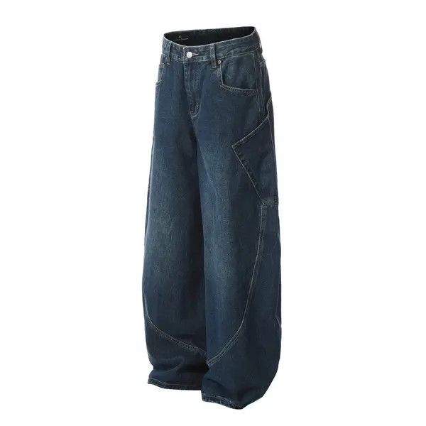 Japanese Brand x Han Men's Straight Large Pocket Loose Washed Cargo Jeans Size US 32 / EU 48 - 2 Thumbnail