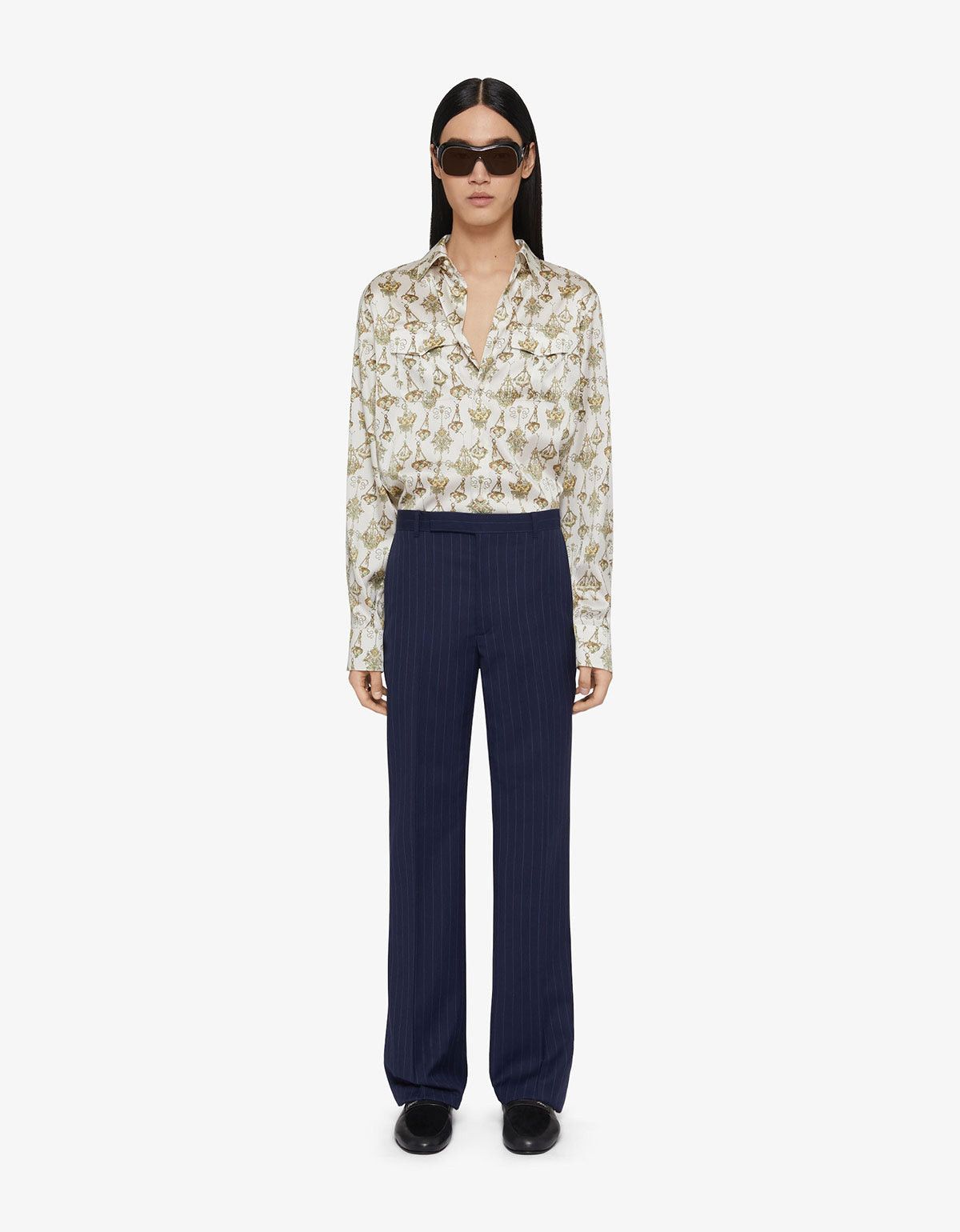 Givenchy Givenchy Cream Printed Chandelier Silk Shirt Size 39 Size US M / EU 48-50 / 2 - 2 Thumbnail