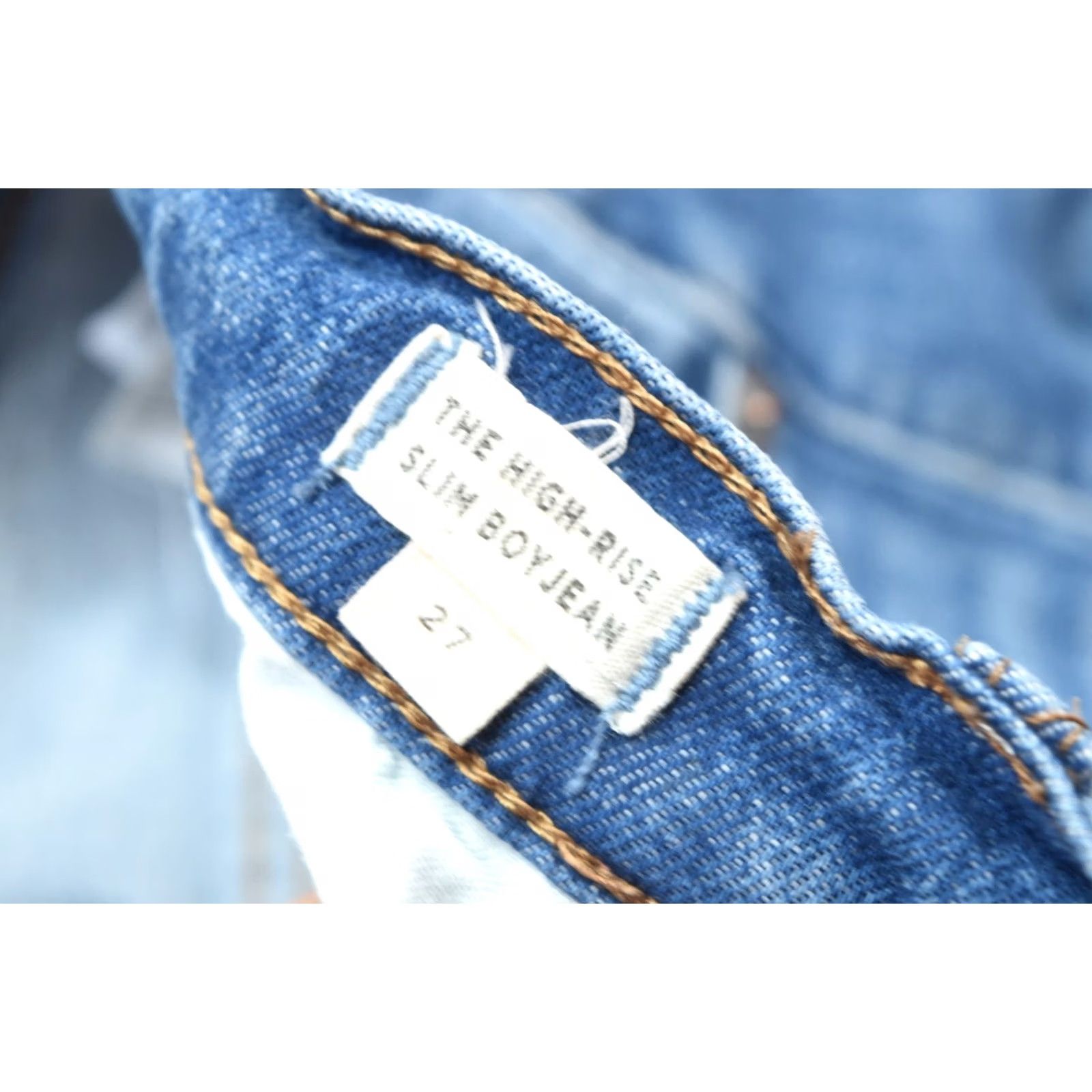 Madewell VINTAGE Madewell The High-Rise Slim Boyjean Womens 27 Blue Distressed Stretch Slim Relax Size 27" / US 4 / IT 40 - 6 Thumbnail