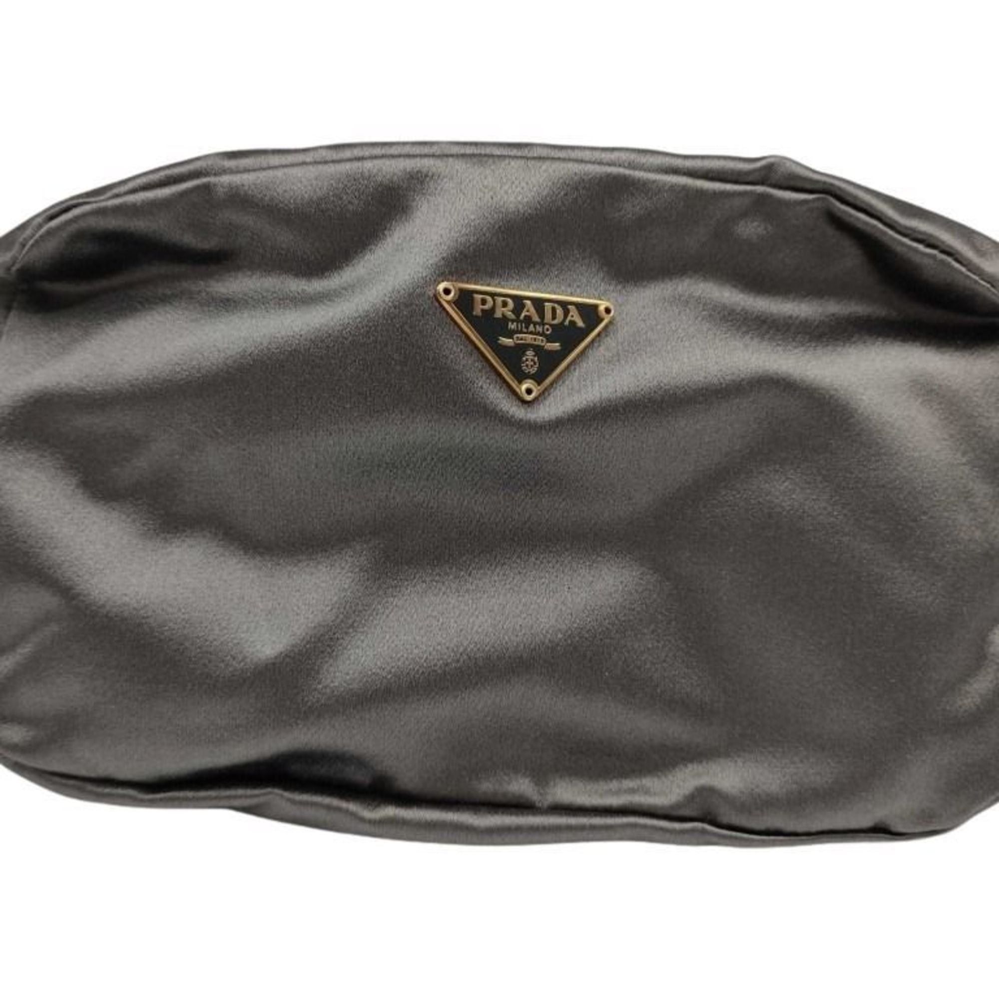 Prada Prada Triangle Pouch Bag 1N0021 Gray Metallic Canvas Women's Size ONE SIZE - 1 Thumbnail