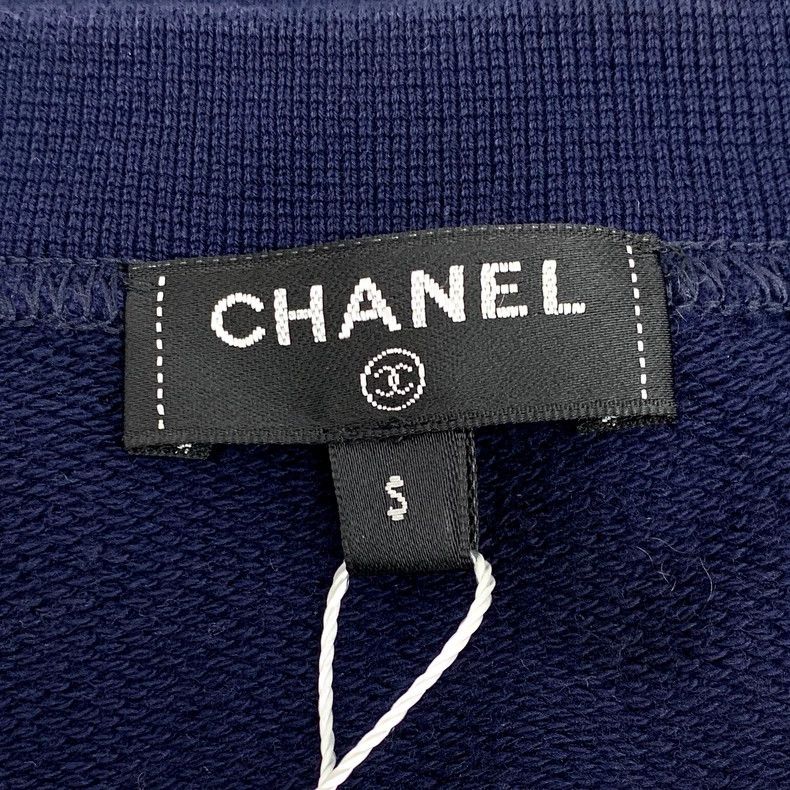 Chanel Chanel Dark blue laurel branch double C cotton round-neck Size S / US 4 / IT 40 - 6 Thumbnail