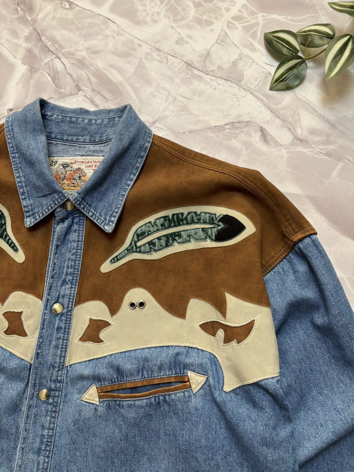 Cowboy Equipment VTG River Gold Western Denim Shirt Cowboy Pearl Snap Mens XL Size US XL / EU 56 / 4 - 6 Thumbnail
