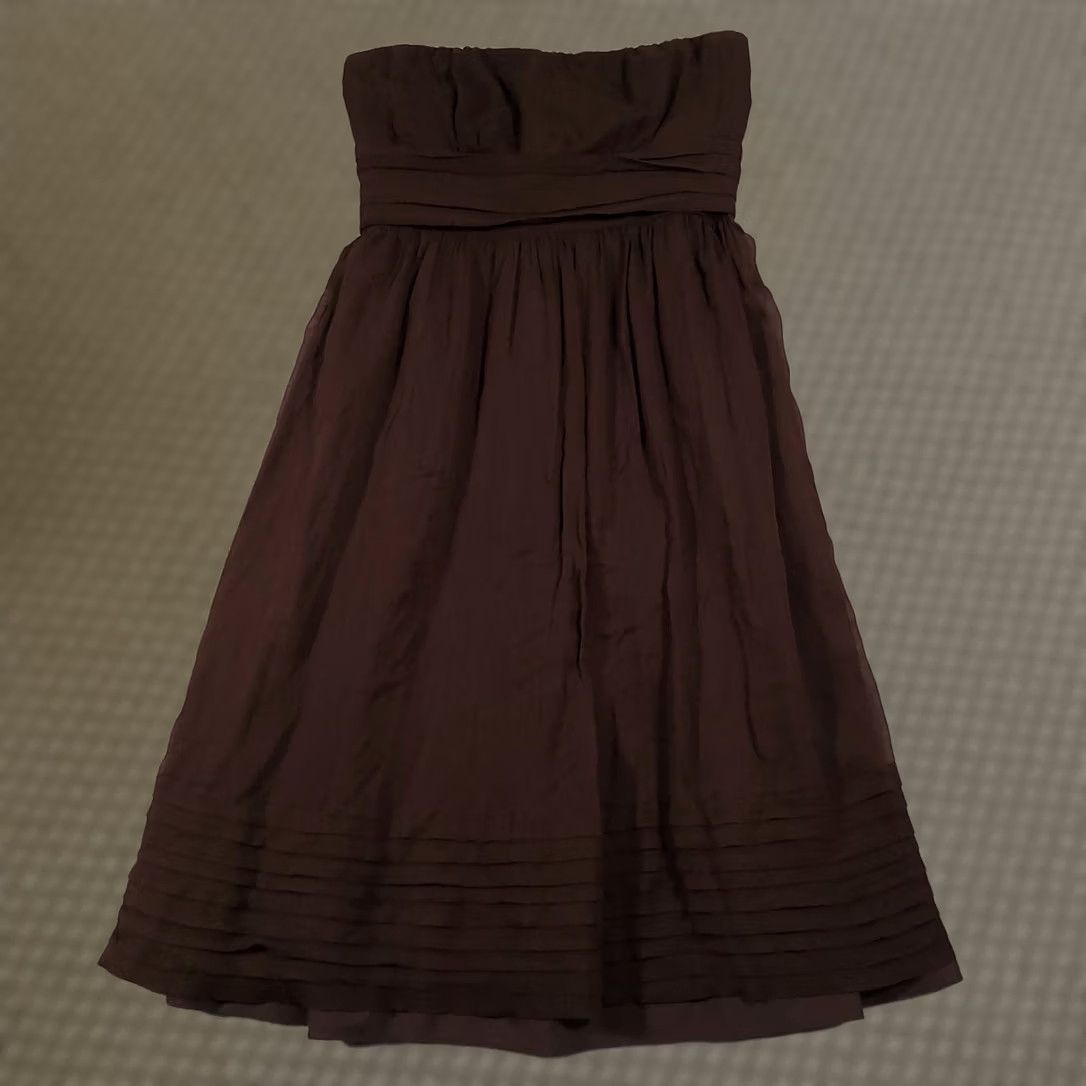 J.Crew J.CREW Silk Chiffon Dress Women's 6 Brown Zip Sleeveless Bridesmaid Cocktail Silk Chiffon Dress Knee Length Empire Waist Vintage: No Size M / US 6-8 / IT 42-44 - 1 Thumbnail