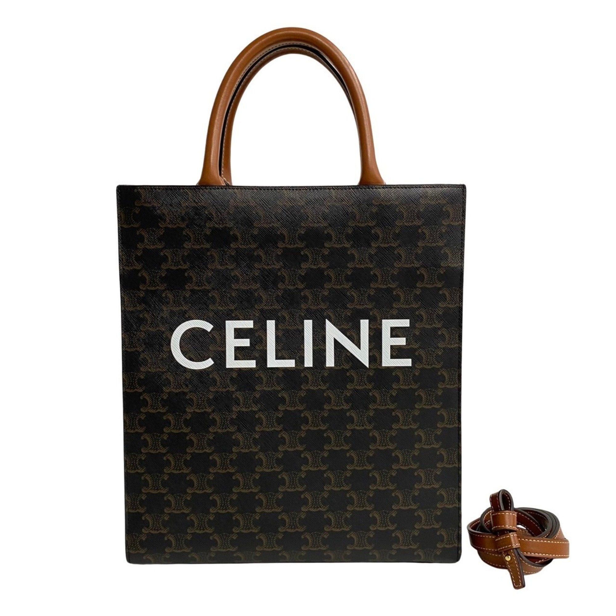 image of Celine Small Vertical Hippo Leather 2Way Tote Bag Shoulder Brown 52786, Women's