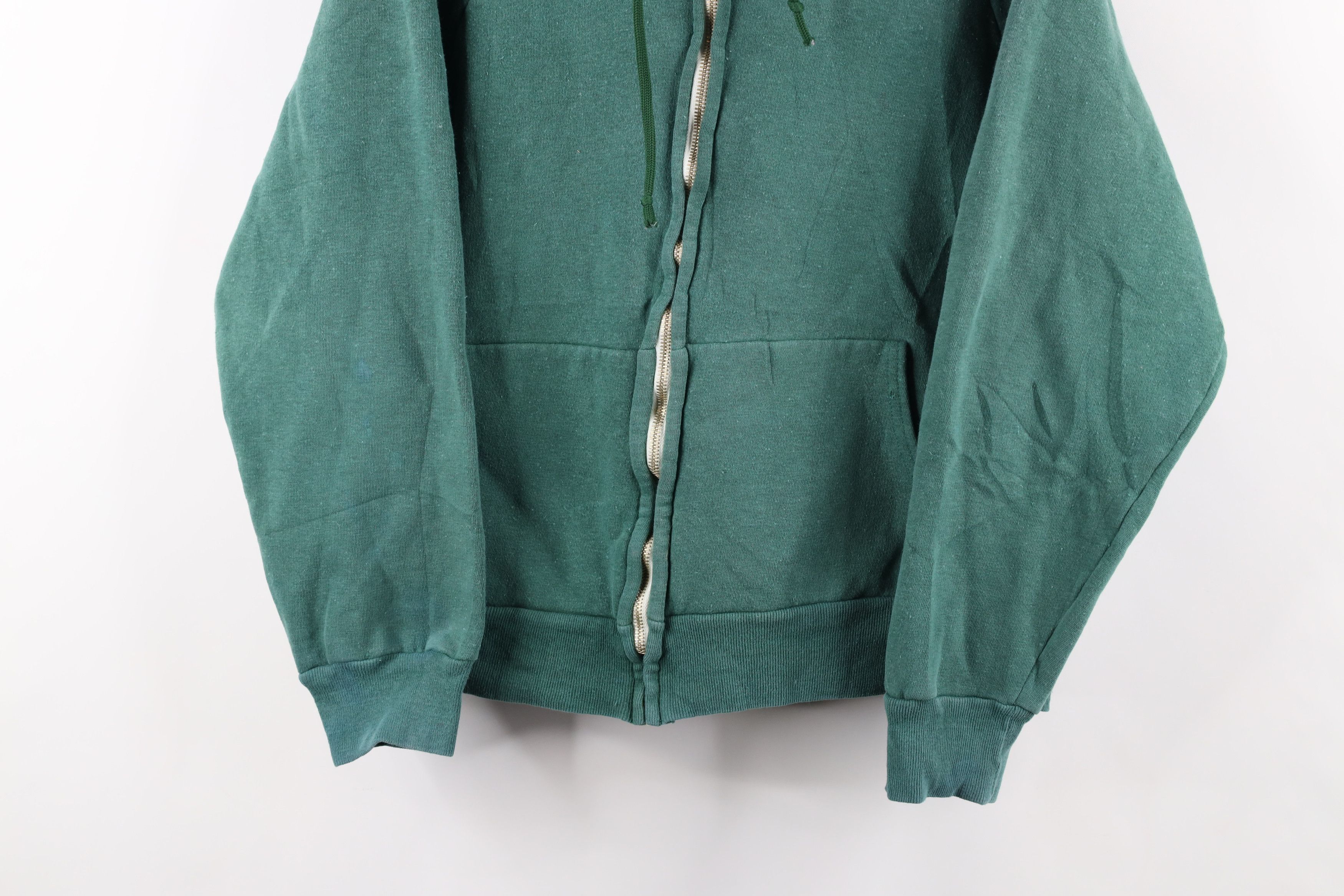 Vintage Vintage 60s 70s Streetwear Full Zip Hoodie Sweatshirt Green Size US L / EU 52-54 / 3 - 3 Thumbnail