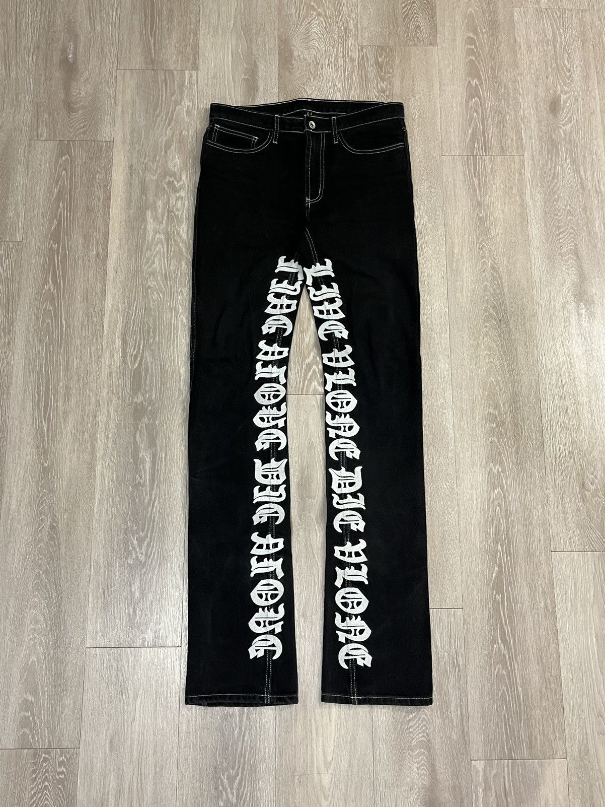 Vlone Vlone Black Old English Runway Denim Size US 32 / EU 48 - 2 Thumbnail