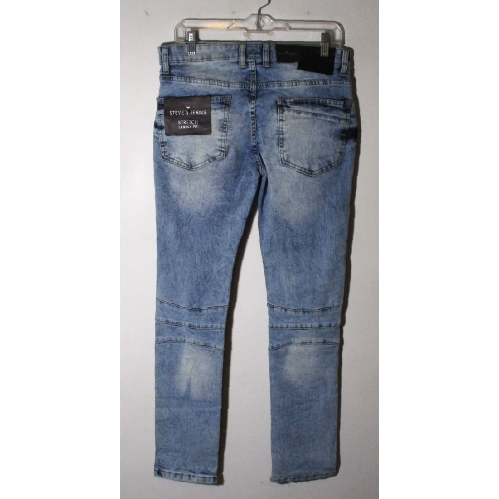 Denime Steve's Jeans Indyo Blue "Skinny Fit" Distressed Denim Jeans 30X32 NWT Mens Jeans Slim 5-Pocket Blue Distressed 30W 32L Size US 30 / EU 46 - 3 Thumbnail