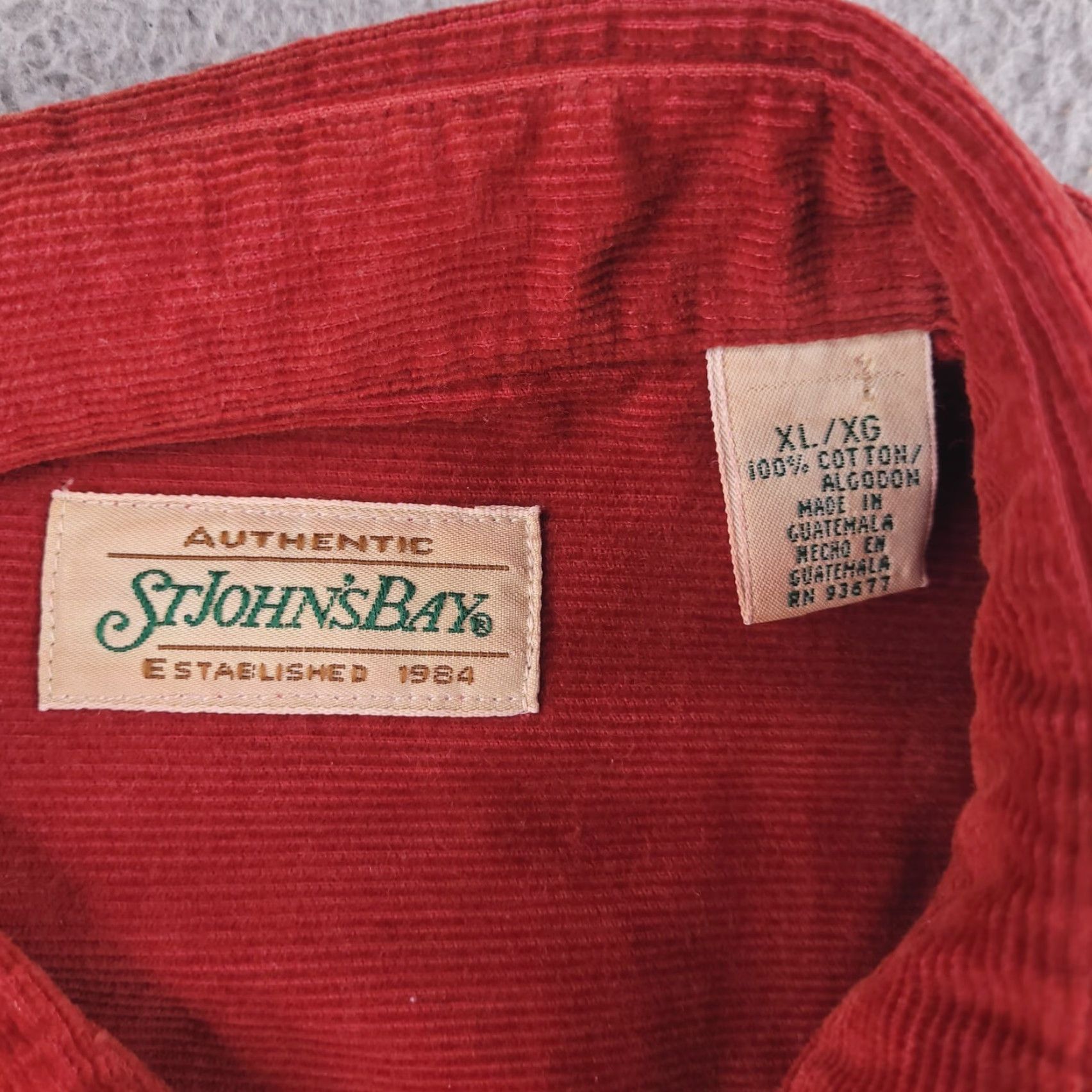Vintage VINTAGE St Johns Bay Shirt Mens XL Red Corduroy Long Sleeve Button y2k 90s Size US XL / EU 56 / 4 - 3 Thumbnail