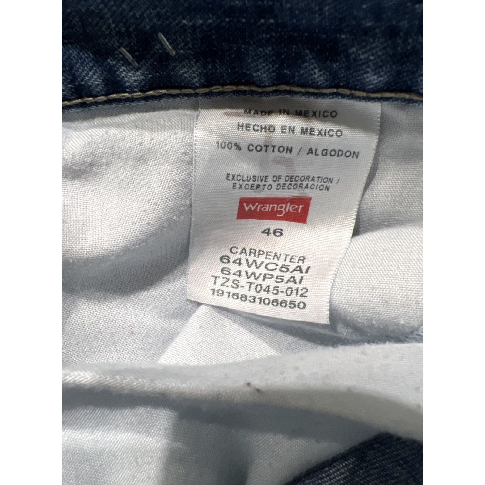 Wrangler Wrangler Men's Carpenter Shorts 46 Blue Denim Workwear 10" Inseam Flex Fit Biker Outdoor Size US 30 / EU 46 - 6 Thumbnail