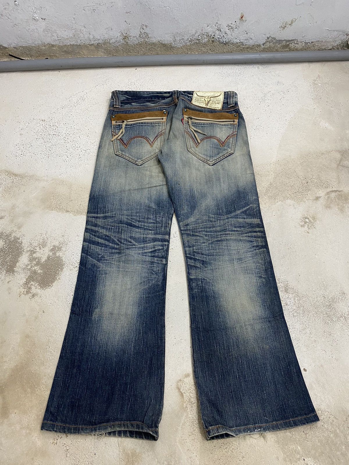 Edwin × Japanese Brand Edwin Blue Trip Mud Washed Whisker Distress Zipper Pocket Size US 31 - 2 Thumbnail