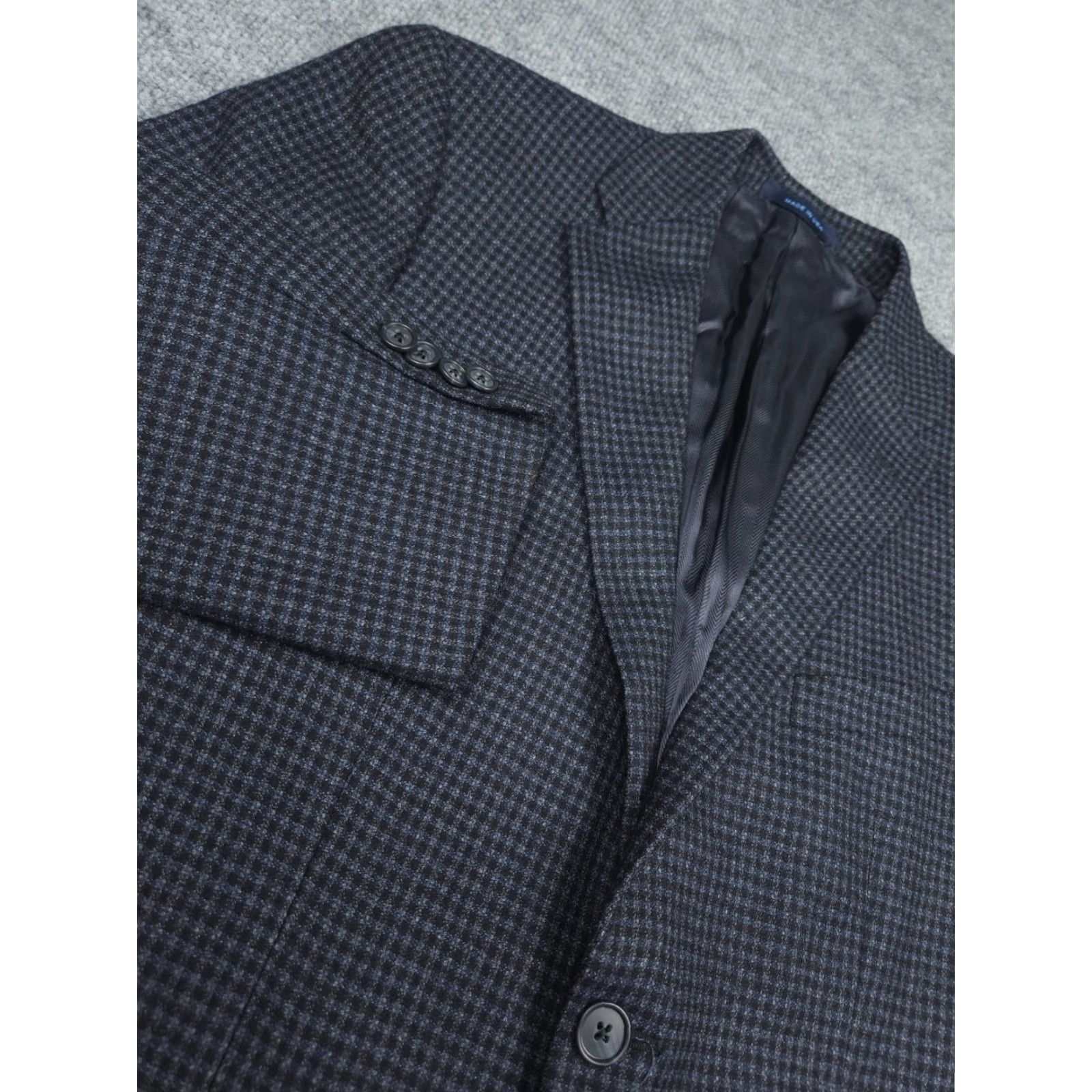 Joseph Abboud Joseph Abboud Loro Piana Wool Blazer Men's 42 Check Plaid Blue Wool Super 120's Made USA Notch Lapel Inner Pockets Two Button Double-Vented Size 42R - 2 Thumbnail