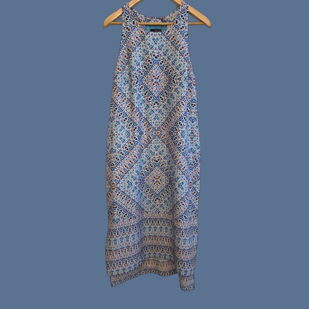 Vintage The Limited Dress Womens S Blue Geometric High Neck Sleeveless Midi Boho Size S / US 4 / IT 40 - 1 Thumbnail