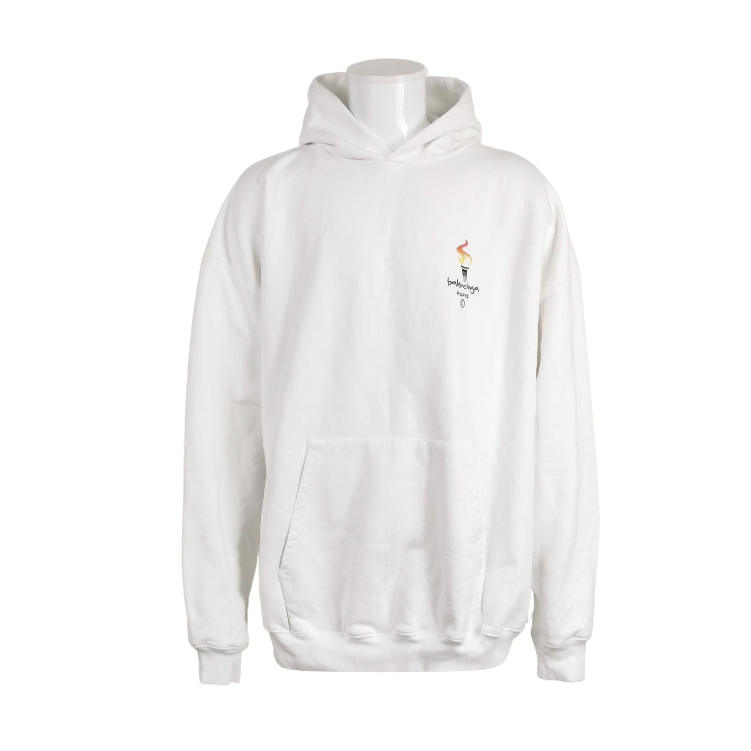 Balenciaga Balenciaga White Torch Logo Oversized Hoodie Size US XS / EU 42 / 0 - 1 Thumbnail