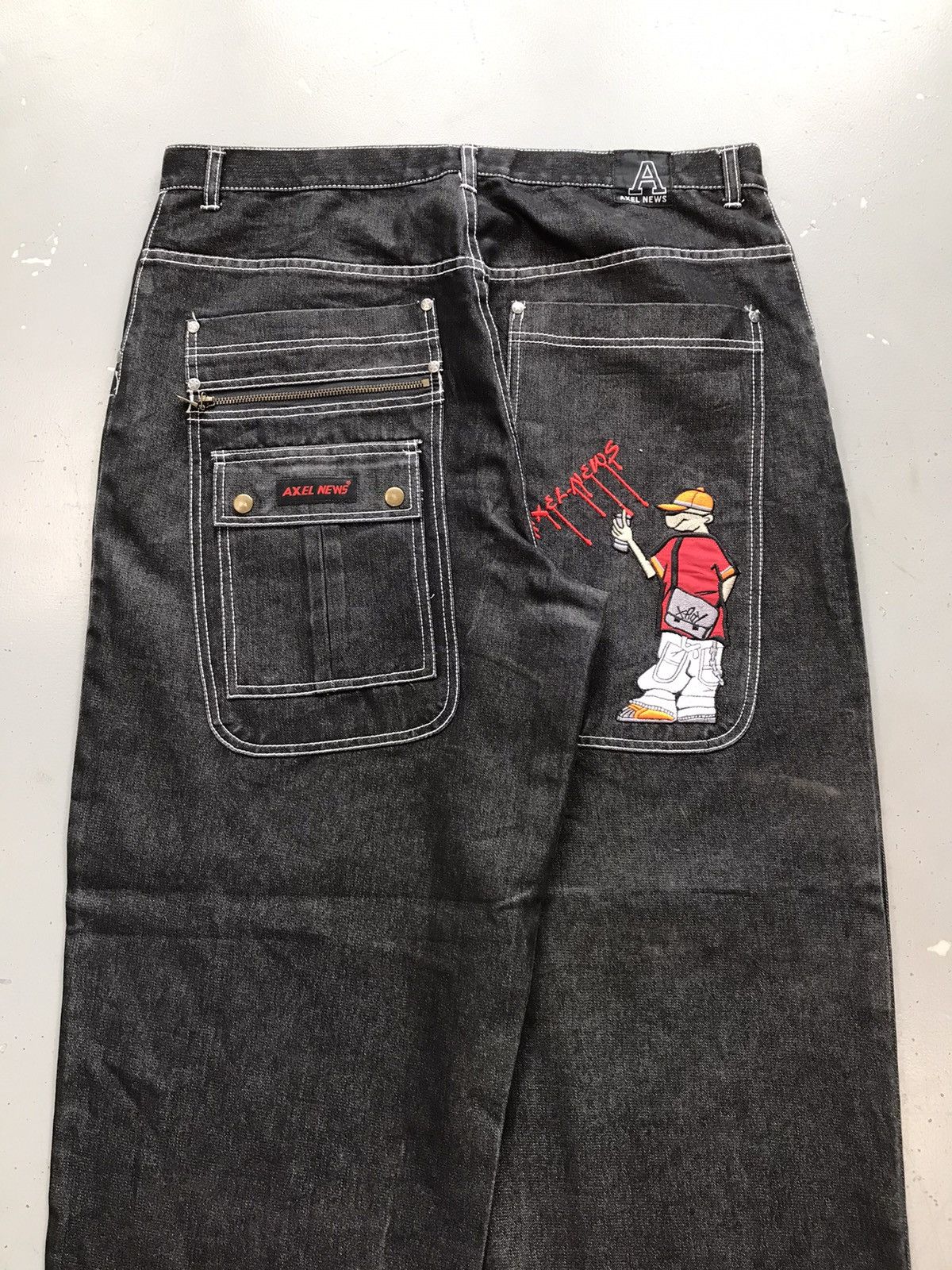 Vintage Vintage axel news big pocket crazy boy embroidered denim Size US 38 / EU 54 - 9 Thumbnail