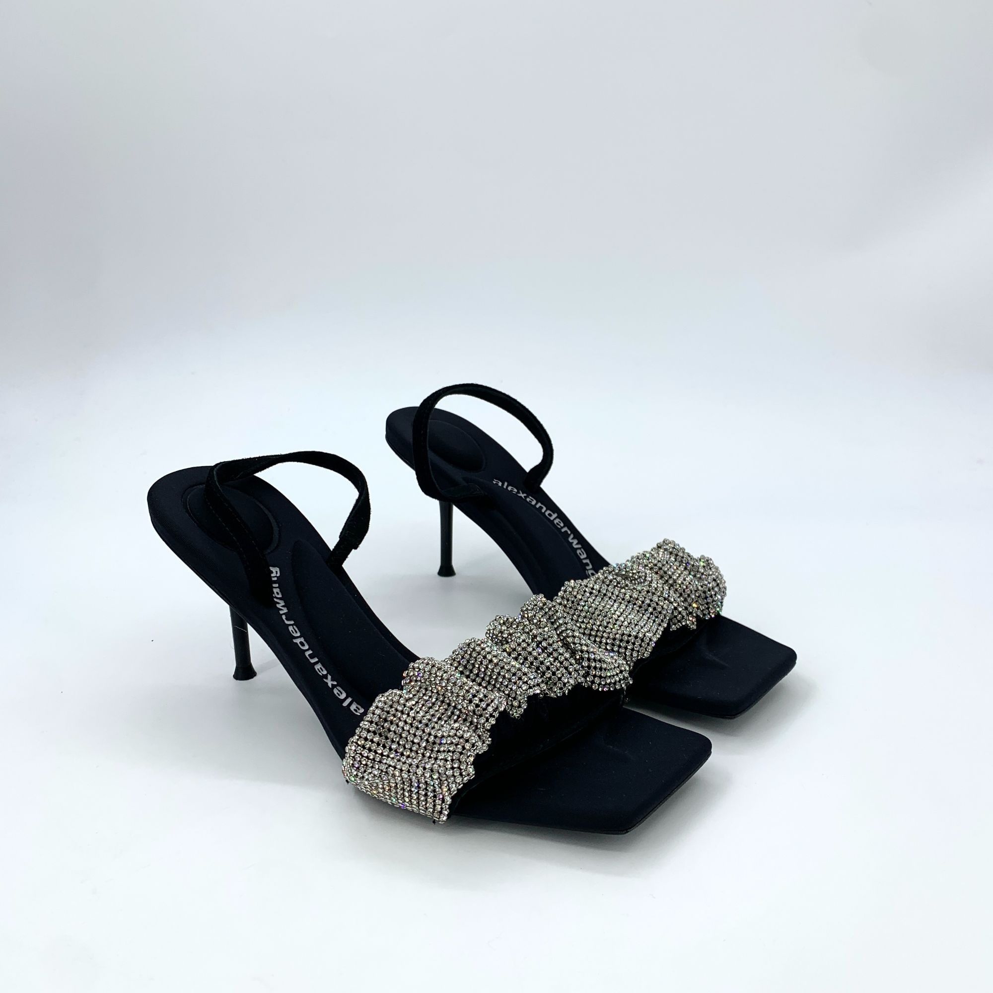 Alexander Wang Alexander Wang Satin & Rhinestone Embellished Heeled Sandals Size US 7 / IT 37 - 2 Thumbnail