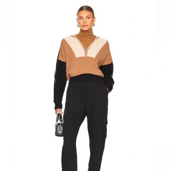 Central Park West Central Park West Colorblock Ribbed Half-Zip Sweater Size S / US 4 / IT 40 - 3 Thumbnail