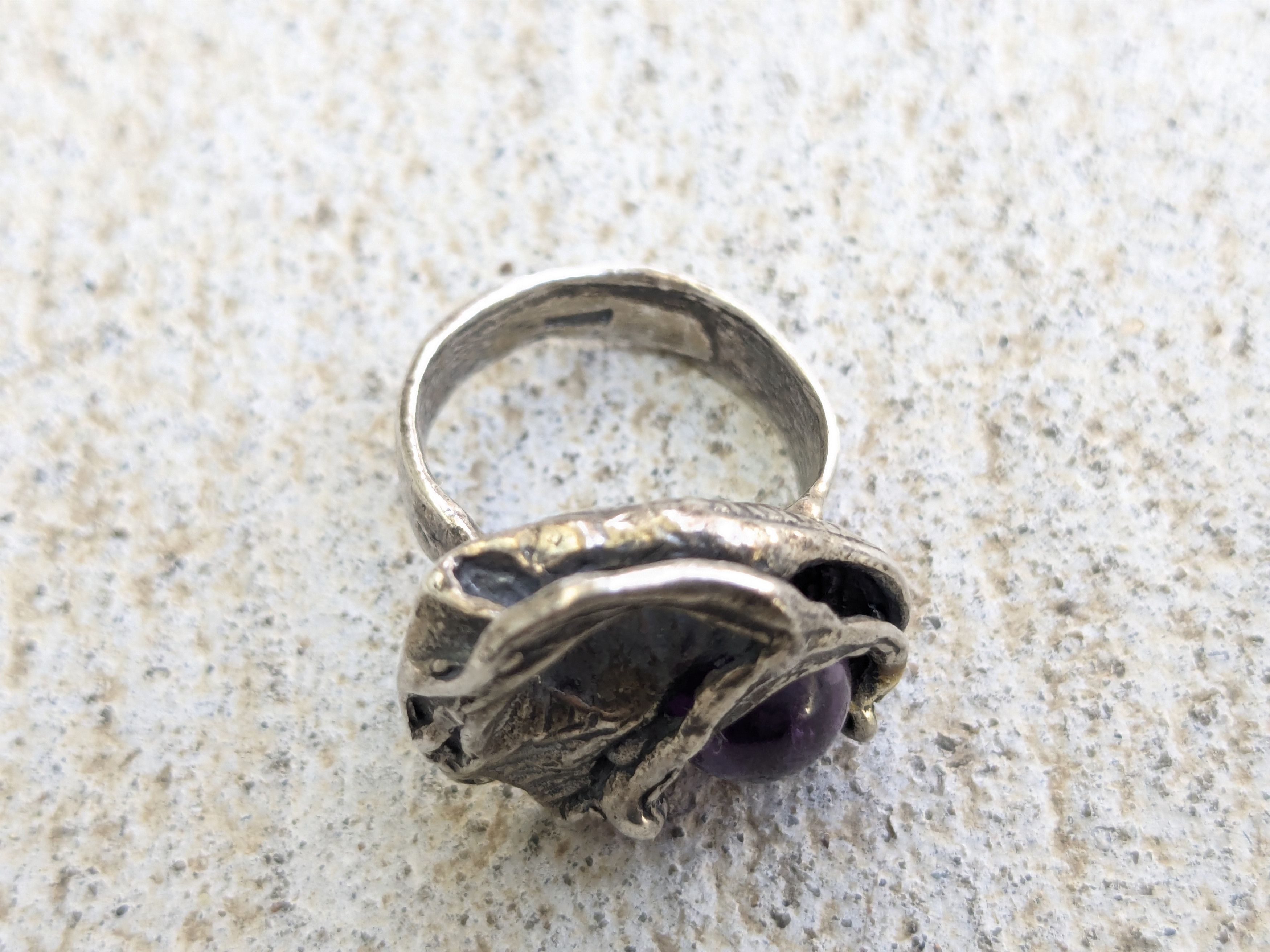 Jewelry × Vintage Vintage Sterling Silver Ring Purple Amethyst 6.5 Brutalist Size ONE SIZE - 11 Thumbnail