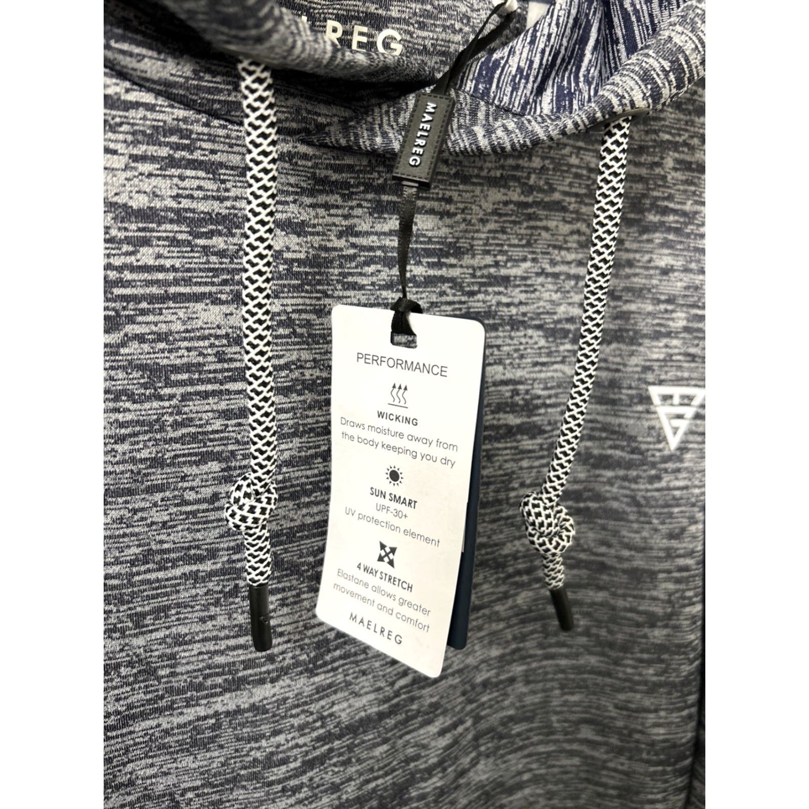 Vintage Maelreg Performance Hoodie Mens XL Blue Pullover Long Sleeve Reflective Accent Sports Golf Lightweight Set Athletic Fit Size US XL / EU 56 / 4 - 5 Thumbnail