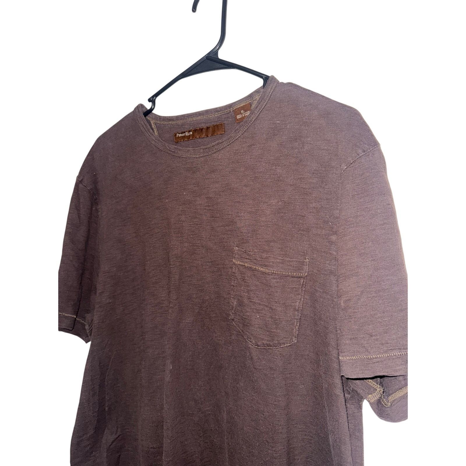 Perry Ellis Perry Ellis Men’s Brown Pocket Tshirt - Size XL Size US XL / EU 56 / 4 - 4 Thumbnail