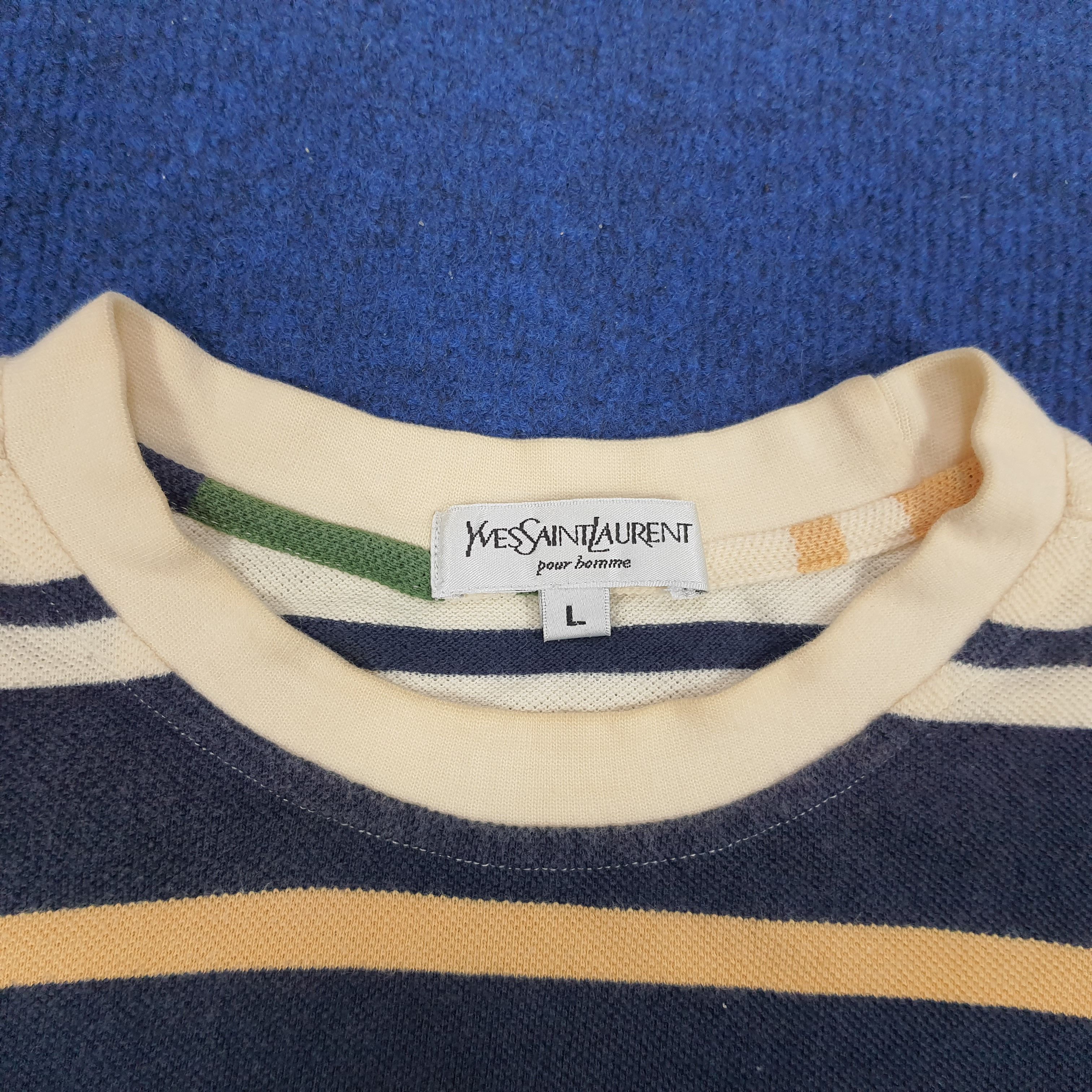 Vintage × Yves Saint Laurent Vintage Yves Saint Laurent Striped Designer Tshirt Size US L / EU 52-54 / 3 - 5 Thumbnail