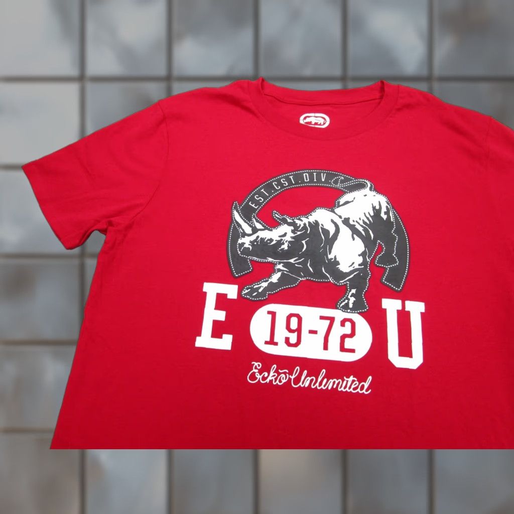 Ecko Unltd. VINTAGE Ecko Shirt Mens L Red Black Gray Rhino Y2K Tee 2000s Adult Large T-Shirt Size US L / EU 52-54 / 3 - 1 Thumbnail