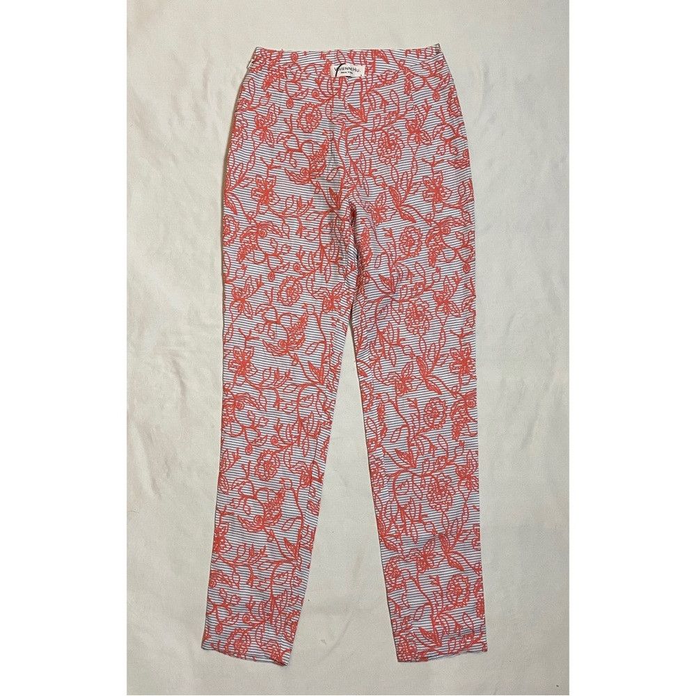 Other NWT New Vivienne Hu Cotton Coral Floral Embroidered Pants S Size 26" / US 2 / IT 38 - 1 Thumbnail