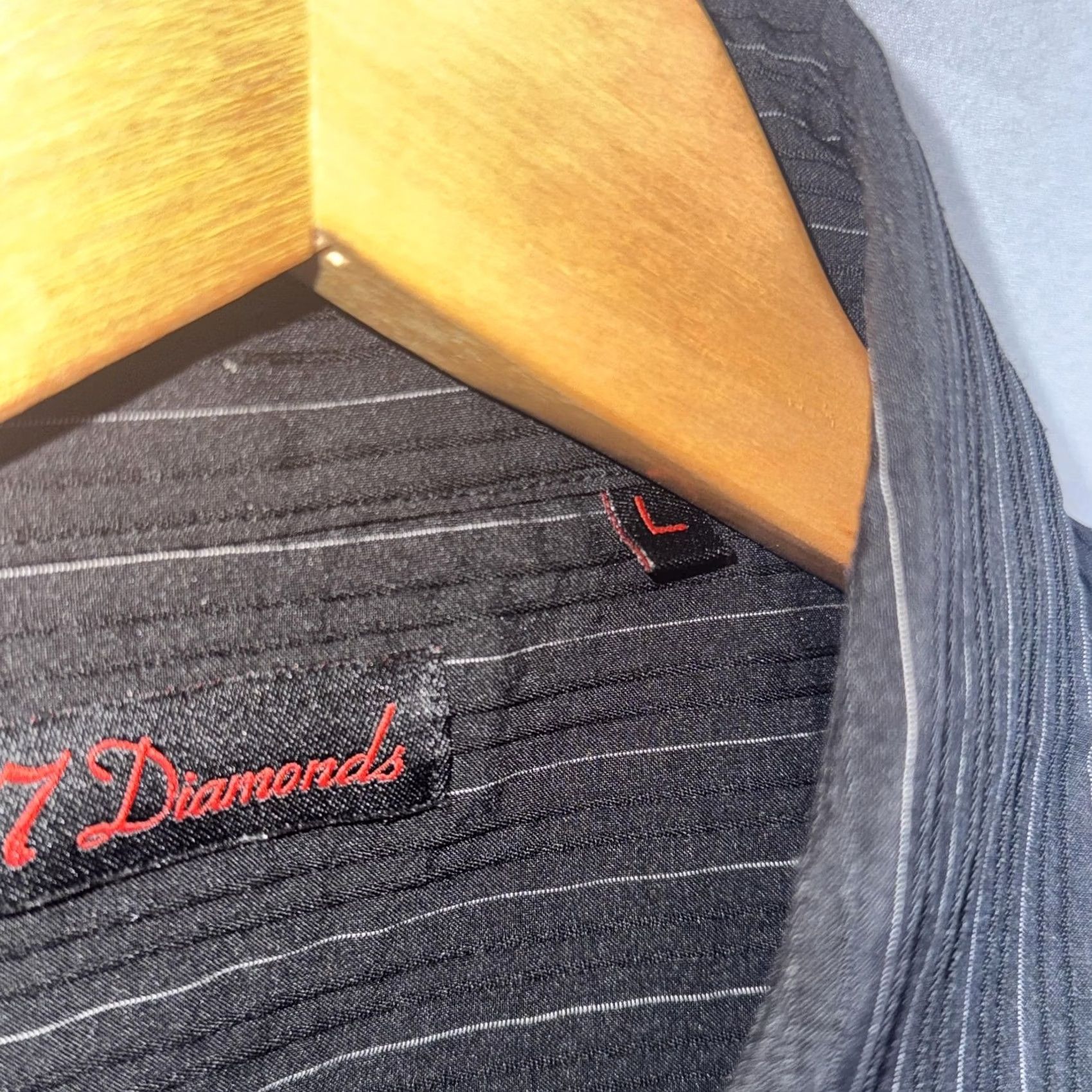 Vintage 7 Diamonds Shirts Mens Large Lot of 2 Black Pink Striped Stretch Button Up Size US L / EU 52-54 / 3 - 5 Thumbnail