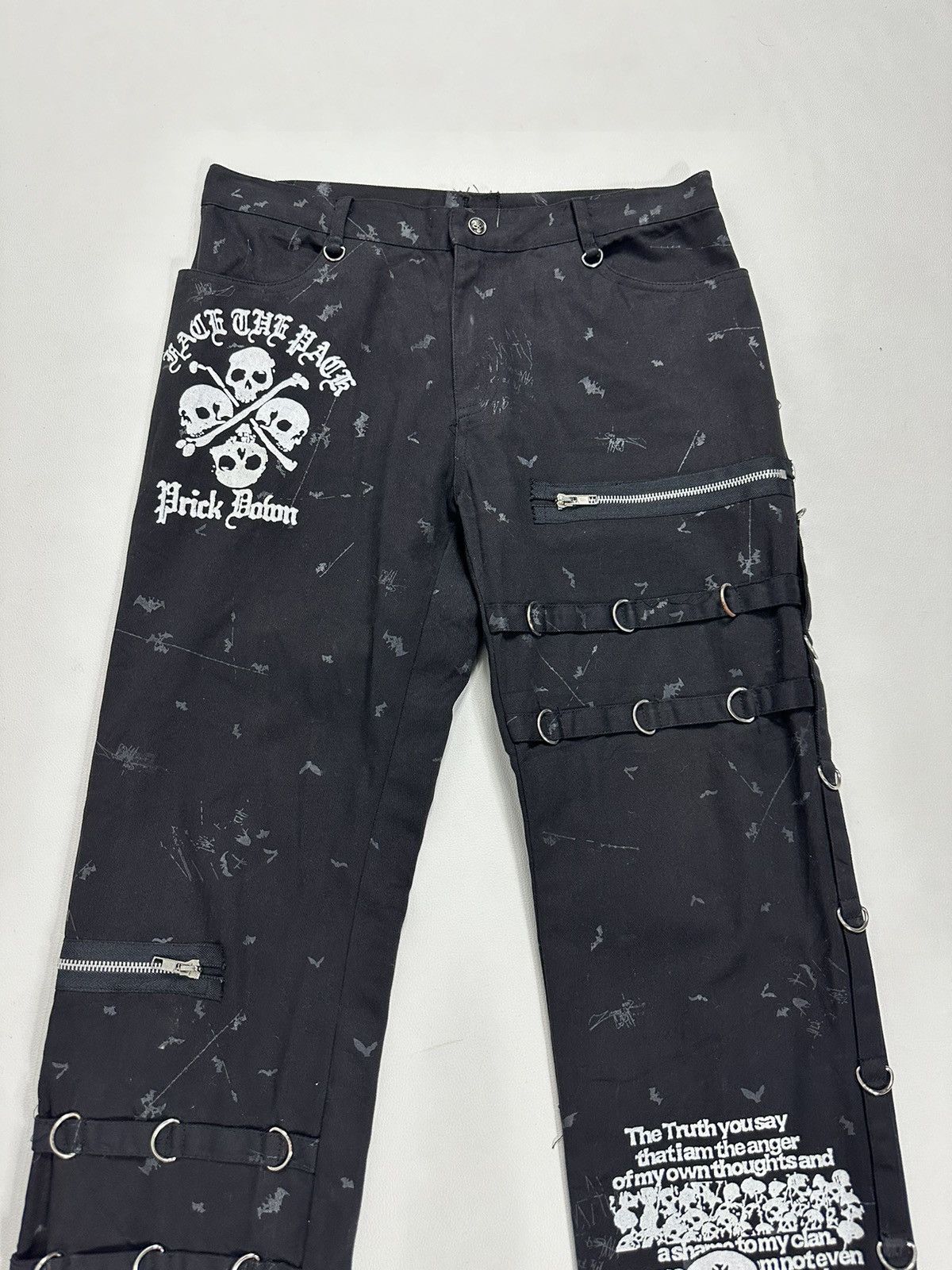 Other Punk Rock Bondge Skull Skeleton Poem Style Pants Size US 31 - 2 Thumbnail