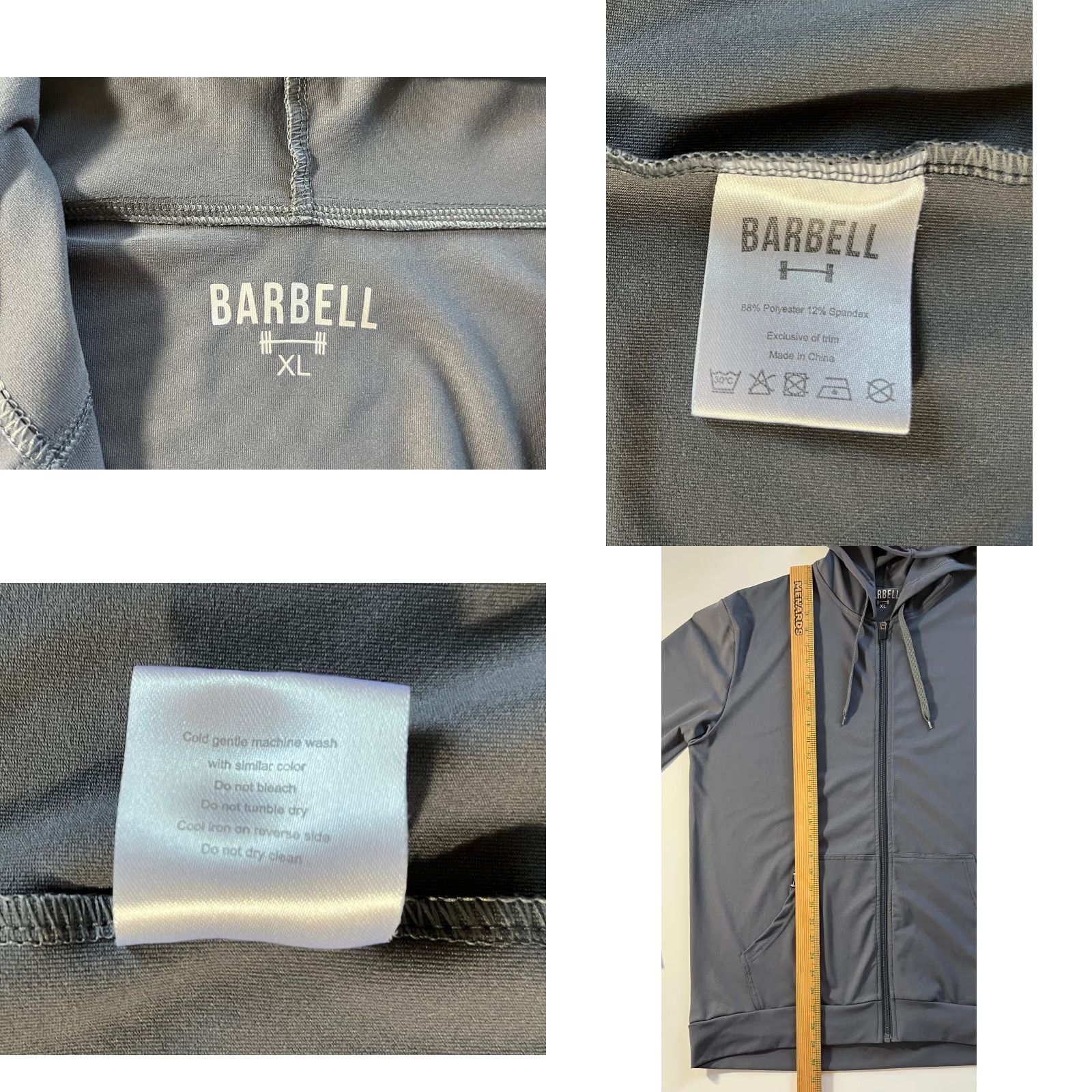 Vintage VINTAGE Barbell Men's Full Zip Hoodie Shirt XL Gray Lightweight Pockets 88% Polyester, 12% Spandex CrossFit Gym & Training Mens Size US XL / EU 56 / 4 - 8 Thumbnail