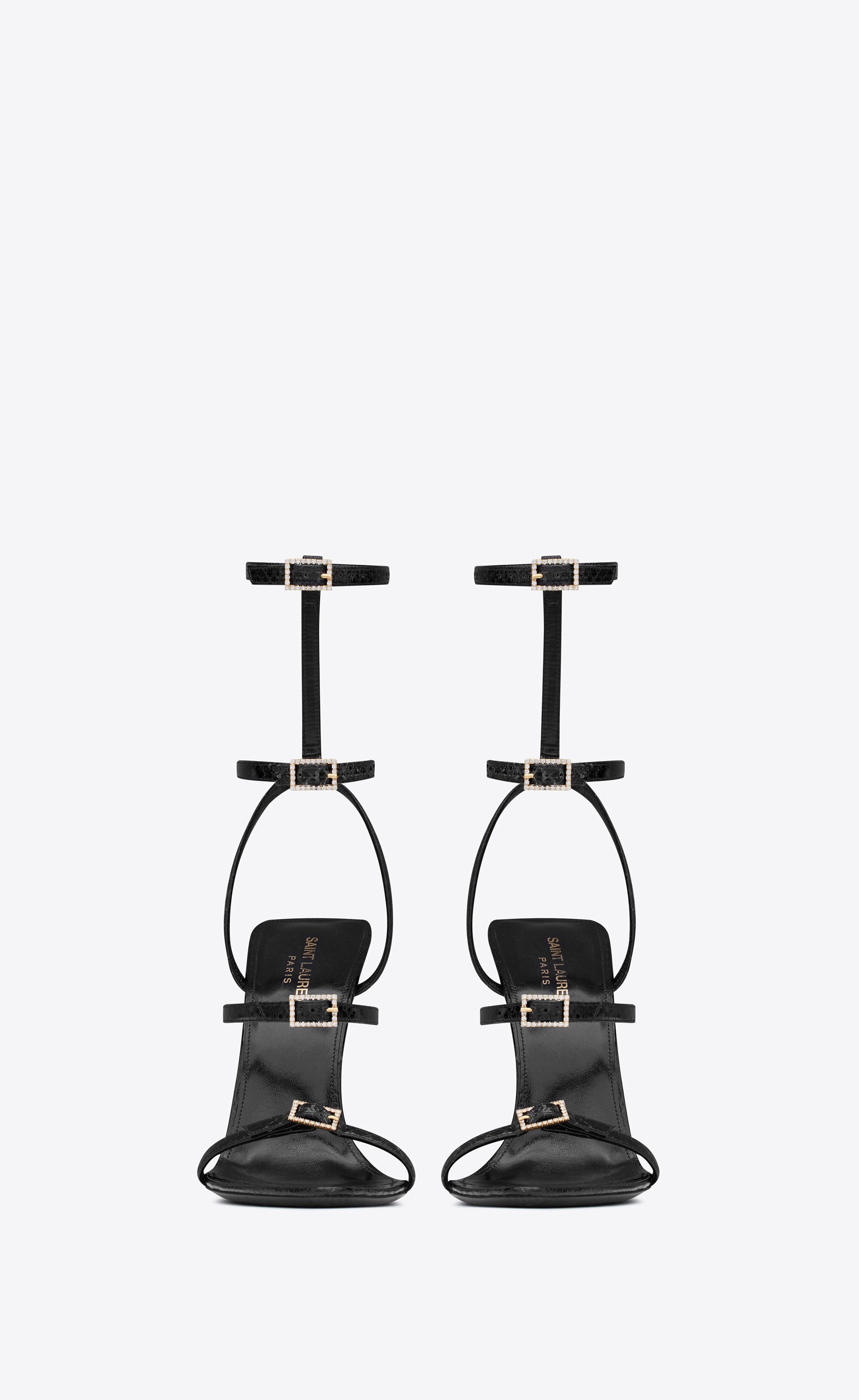 Saint Laurent Paris o1s1wg111224 Nuit Sandals in Lacquered Ayers in Black Size US 7 / IT 37 - 3 Thumbnail