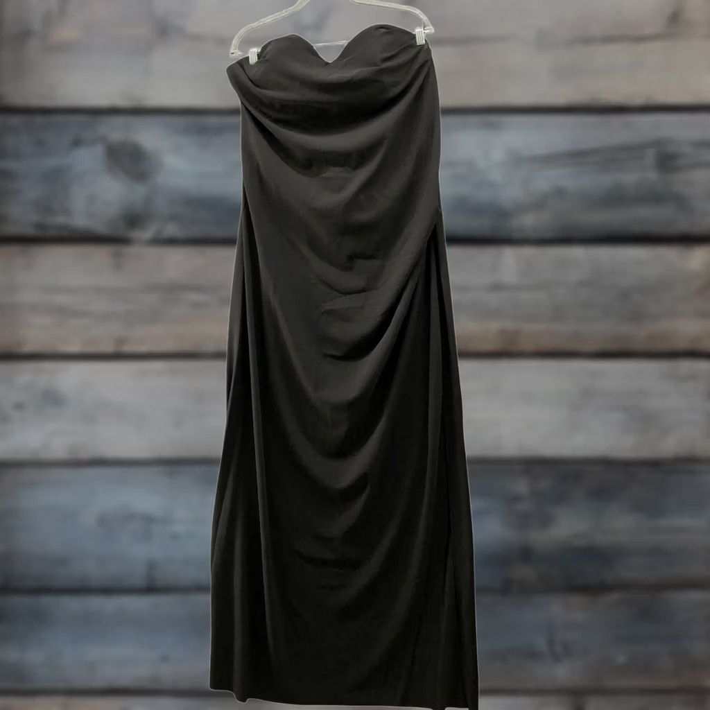 PRINCESS POLLY Princess Polly Ferri Strapless Maxi Dress 18 Black Side Slit Formal Dress Girls Womens 18 Size XXL / US 16-18 / IT 52-54 - 1 Thumbnail