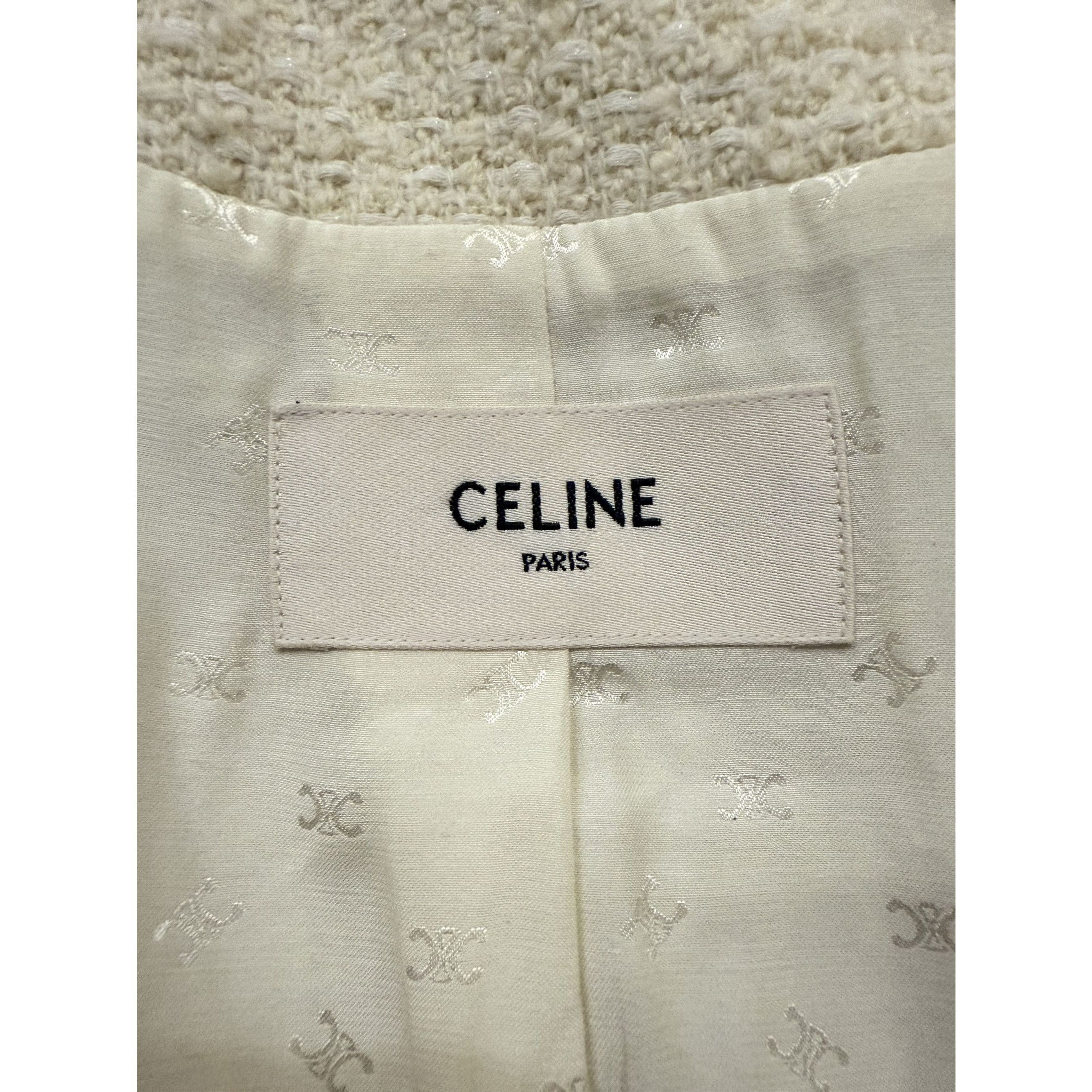 Celine Celine Womens Ivory Boucle Tweed Jacket With Gold Buttons & Size XS / US 0-2 / IT 36-38 - 8 Thumbnail