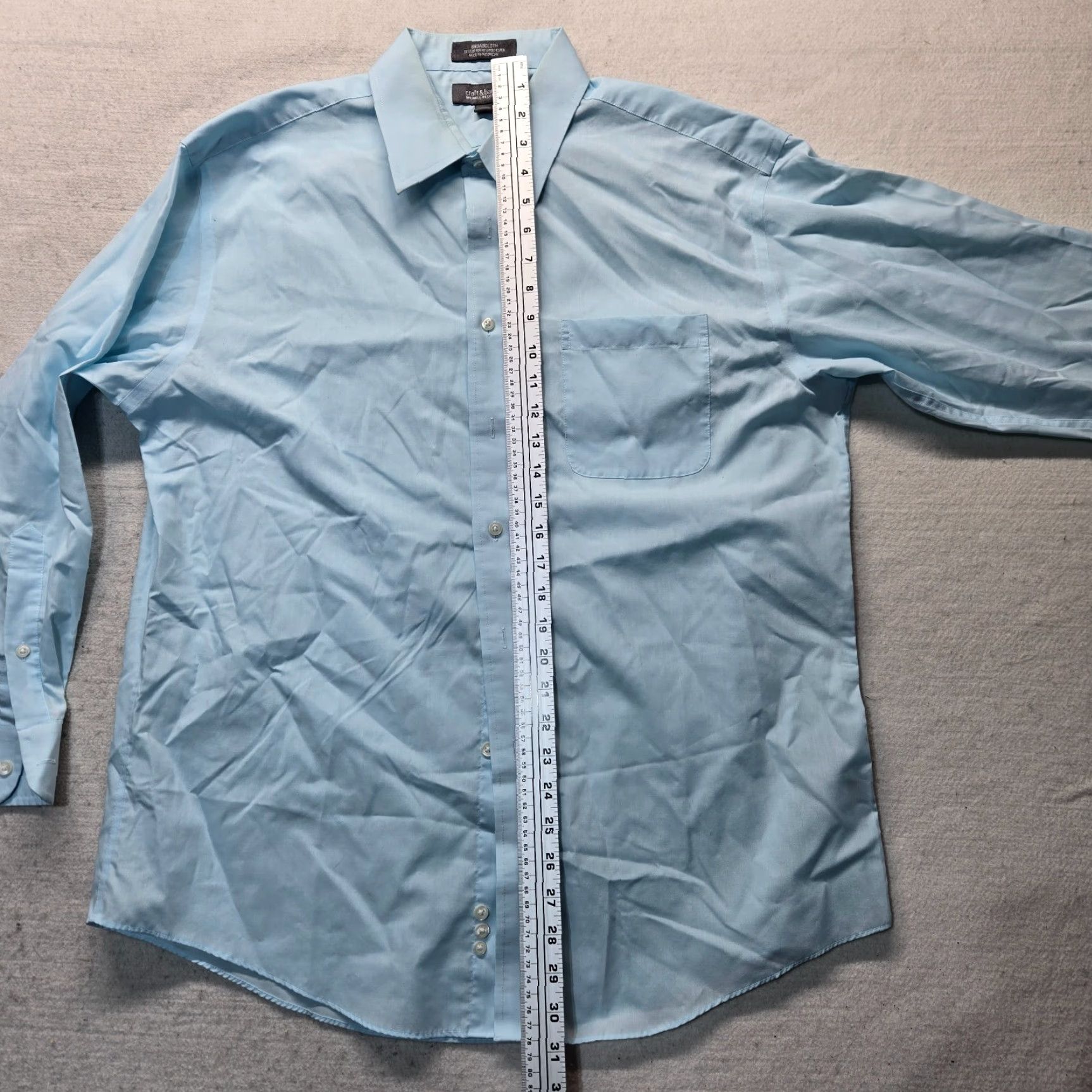 Croft & Barrow Croft & Barrow Shirt Men 16.5 Blue Button-Up Long Sleeve Solid Cotton Polyester Classic Big & Tall Adults Mens Size US XL / EU 56 / 4 - 6 Thumbnail