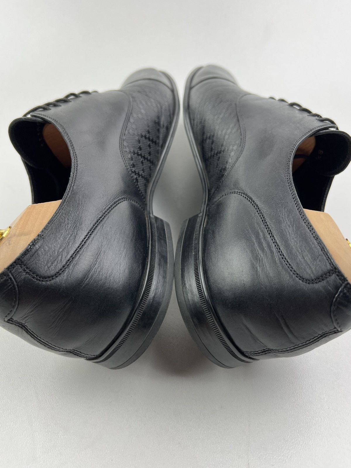 Gucci GUCCI Oxfords Leather Shoes Diamond Embossing Black Men’s Size US 9 / EU 42 - 8 Thumbnail