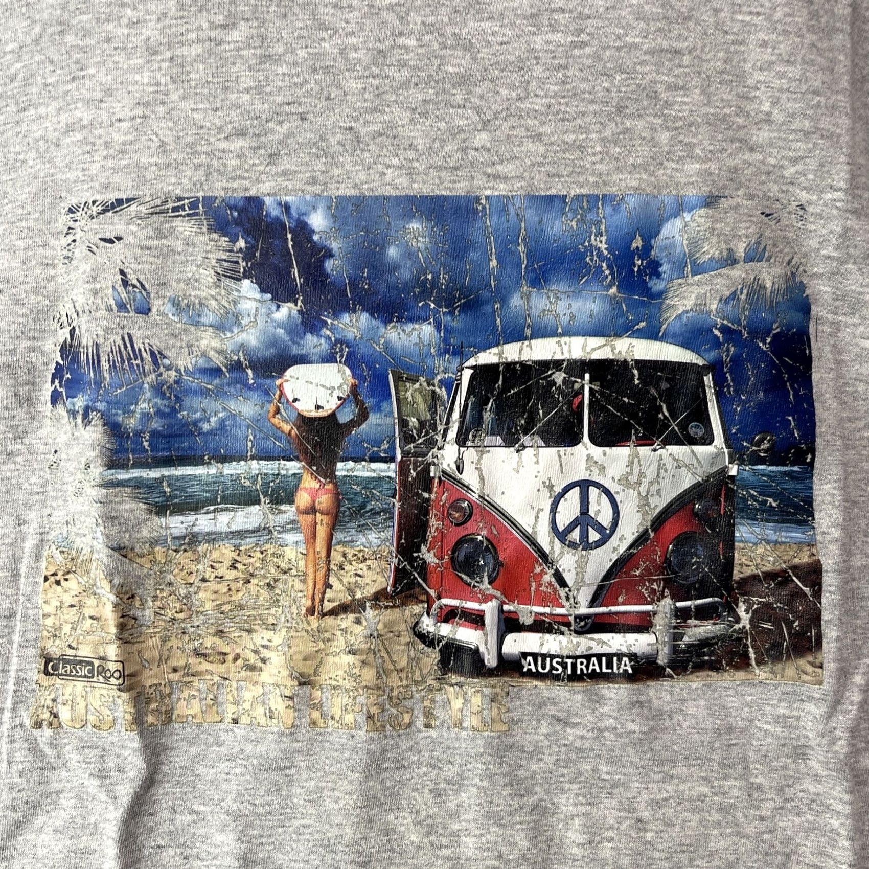 Vintage HOXLEY AUSTRALIA Shirt Mens Large Gray Cotton Knit Crew Neck Graphic Print Beach Outdoor Countries Theme Adult Size US L / EU 52-54 / 3 - 4 Thumbnail