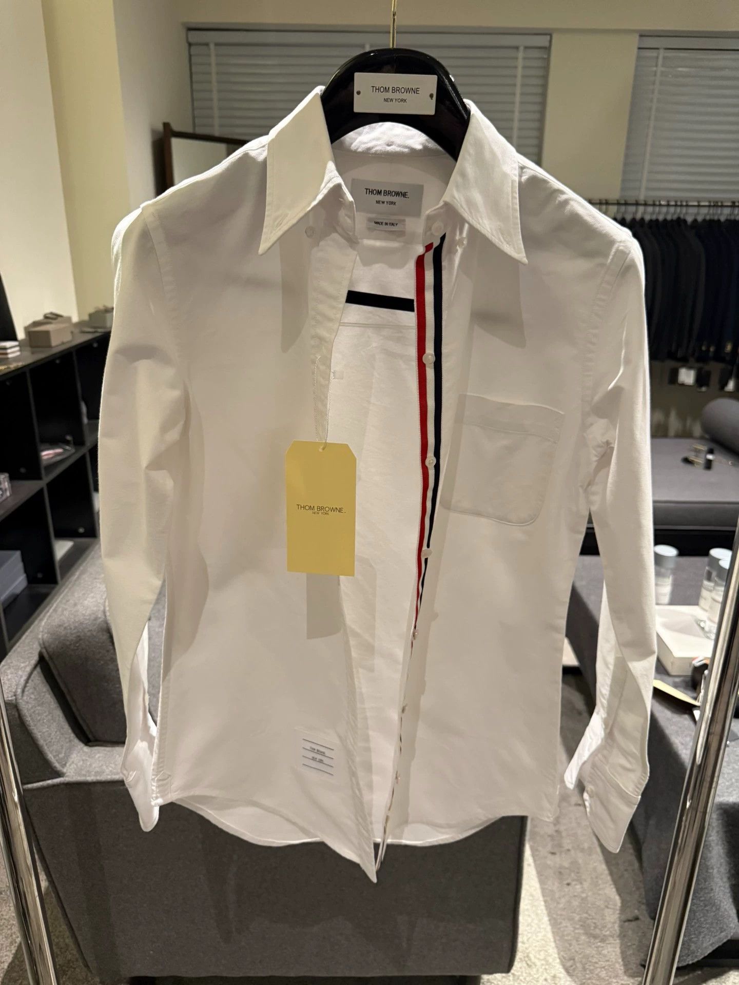 Thom Browne TB Women's Classic Tri-Color Placket Oxford Shirt White Size S / US 4 / IT 40 - 1 Thumbnail