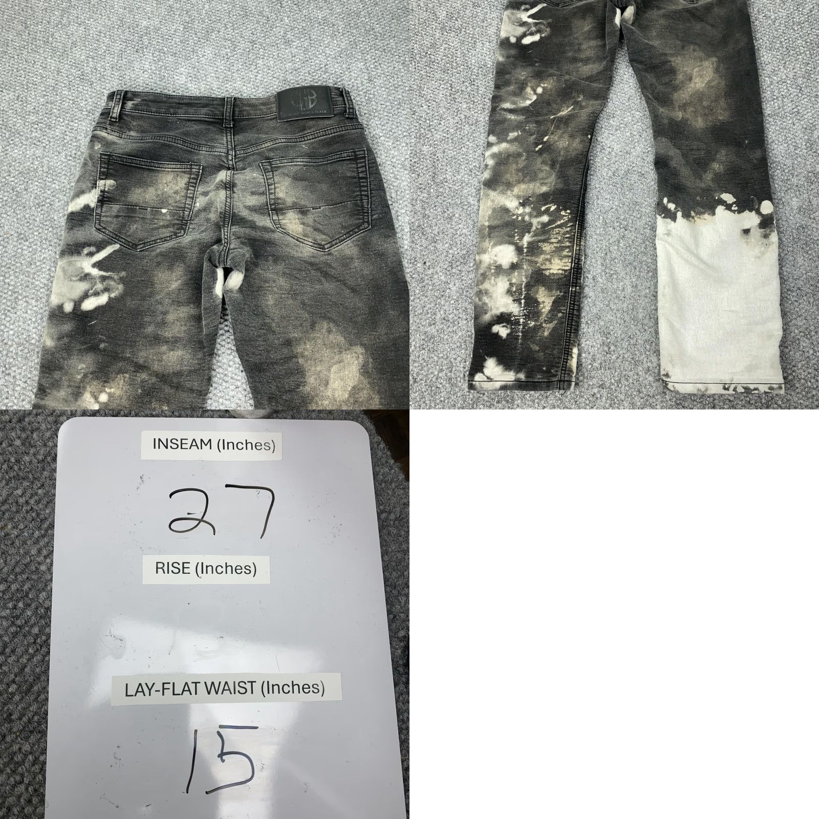Denime VGB Vintage Genes Black Jeans Mens 30x27 Black Bleach Splatter Slim Fit Denim Size US 30 / EU 46 - 8 Thumbnail