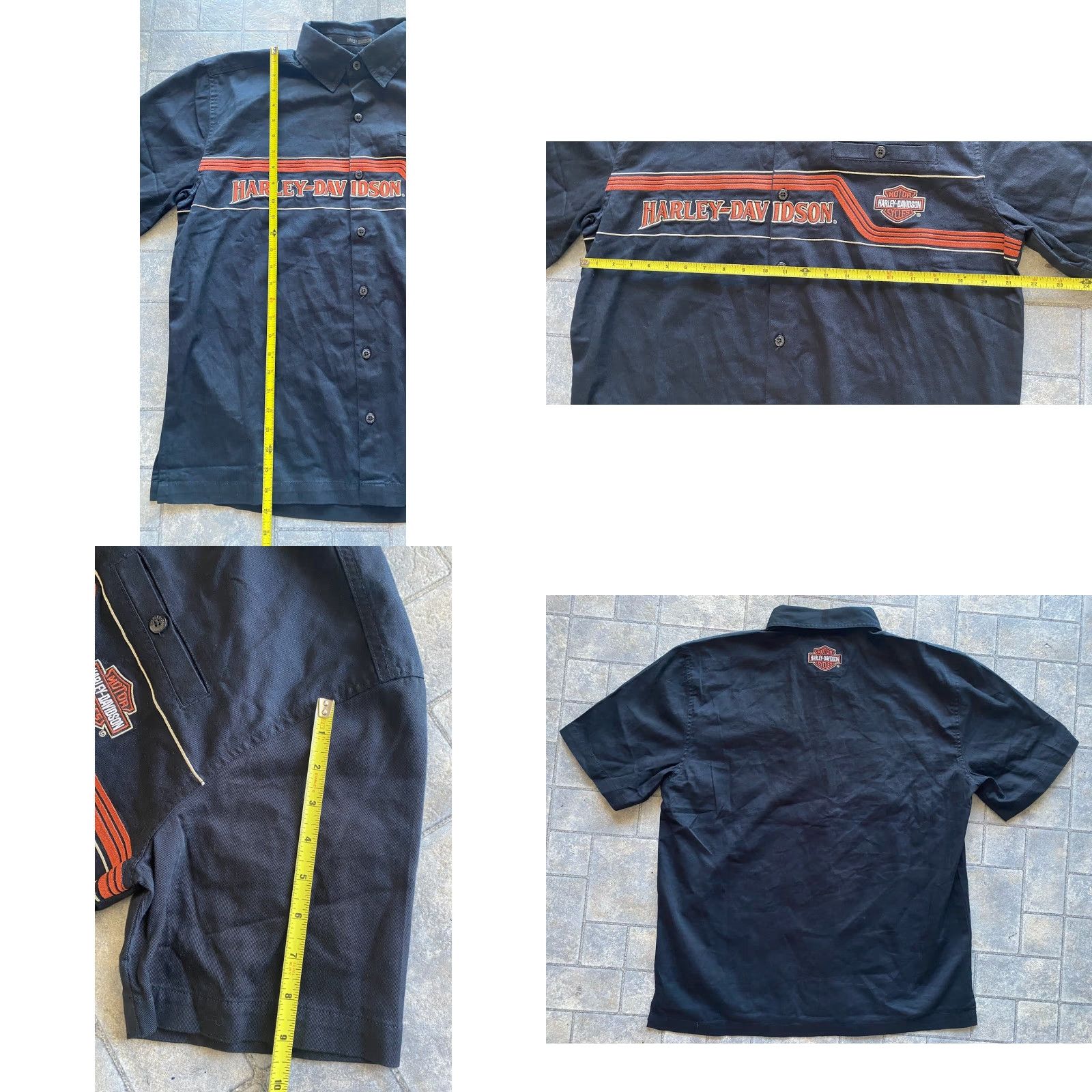 Harley Davidson Harley-Davidson Shirt Mens M Black Orange Short Sleeve Button-Down Embroidered Size US M / EU 48-50 / 2 - 8 Thumbnail