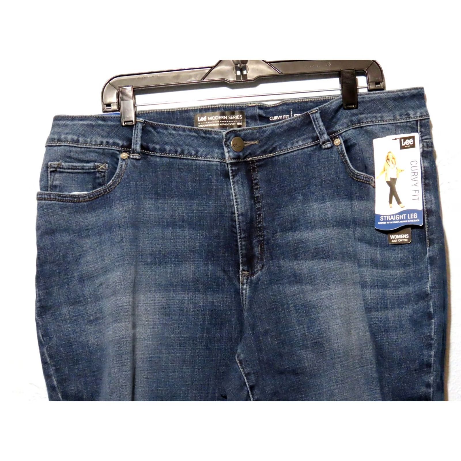 Lee NWT Lee Women's 20W M Modern Series Curvy Fit Straight Leg Blue Jeans Jeans Size 42" / US 20 - 3 Thumbnail