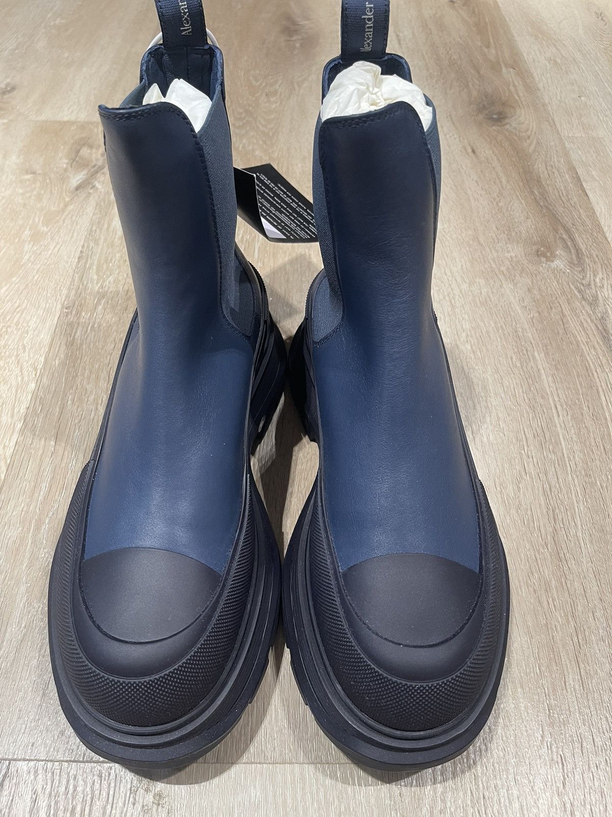 image of Alexander Mcqueen Chunky Sole Chelsea Boots in Black/Blue, Men's (Size 7)