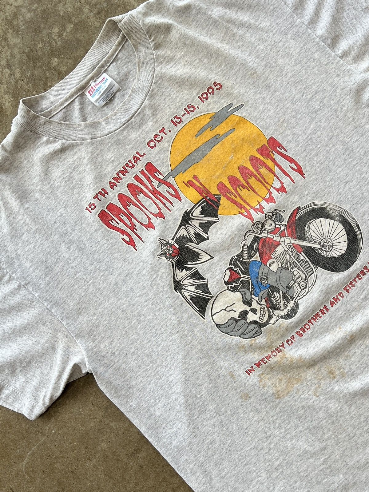 Harley Davidson Vintage 1995 Spooks 'N Scoots Skull Motorcycle Tee Large Size US L / EU 52-54 / 3 - 1 Thumbnail
