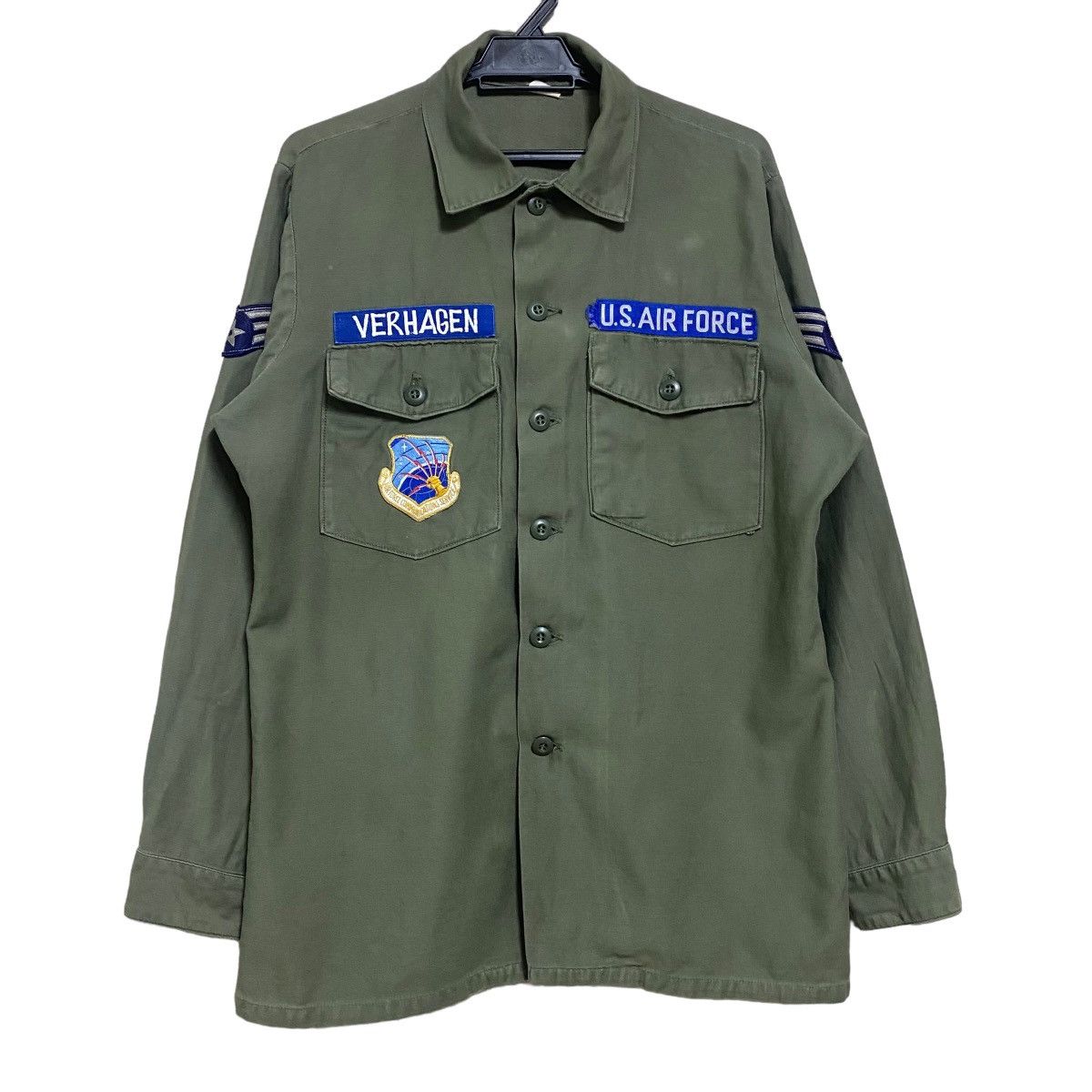 image of Military x USAF Vintage 80's Us Air Force Sateen OG 107 Shirt Verhagen in Green, Men's (Size XL)