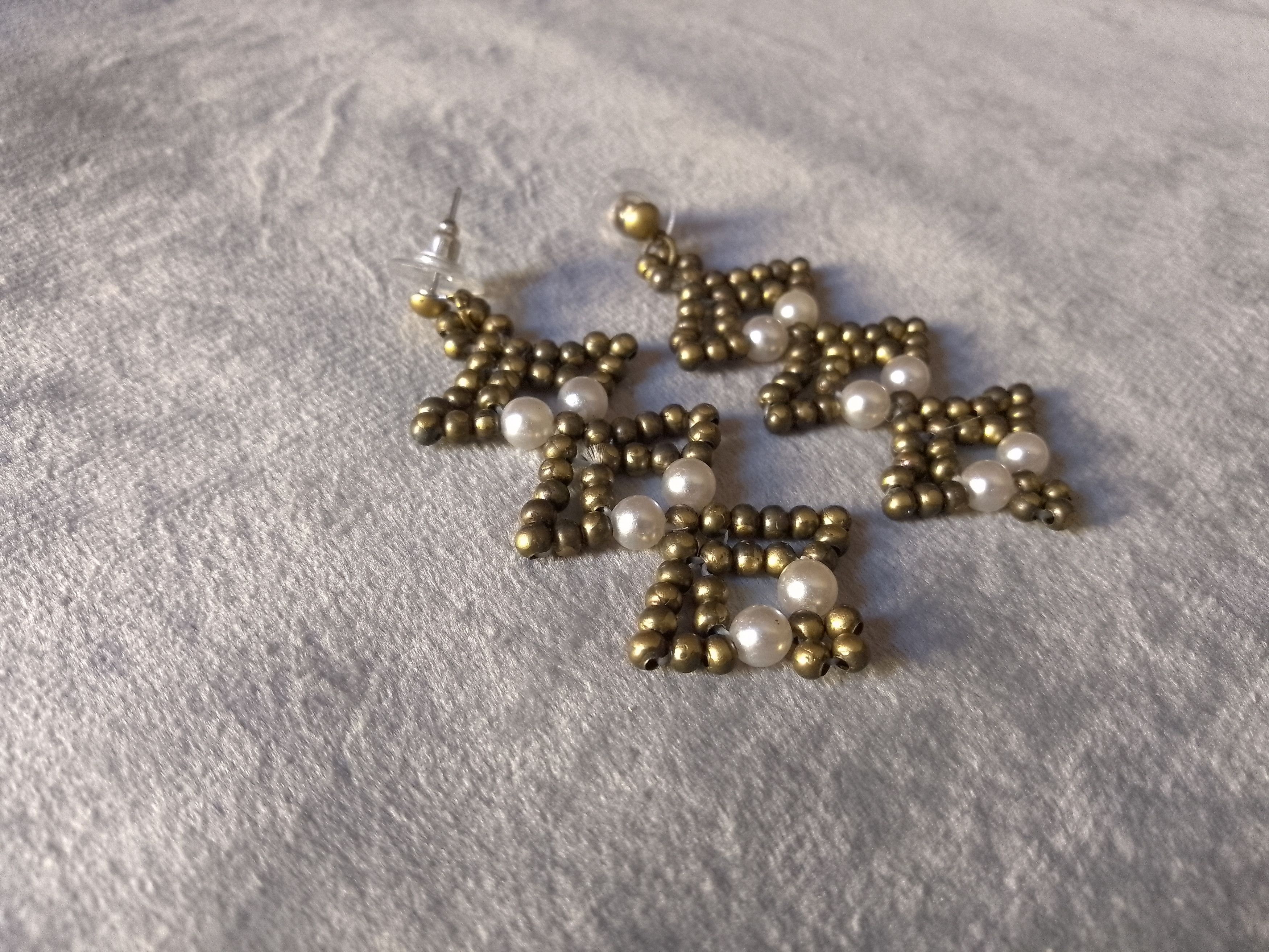 Handmade Necklace Antique Brass Vintage Style Pearls Pendant Earrings Size ONE SIZE - 5 Thumbnail