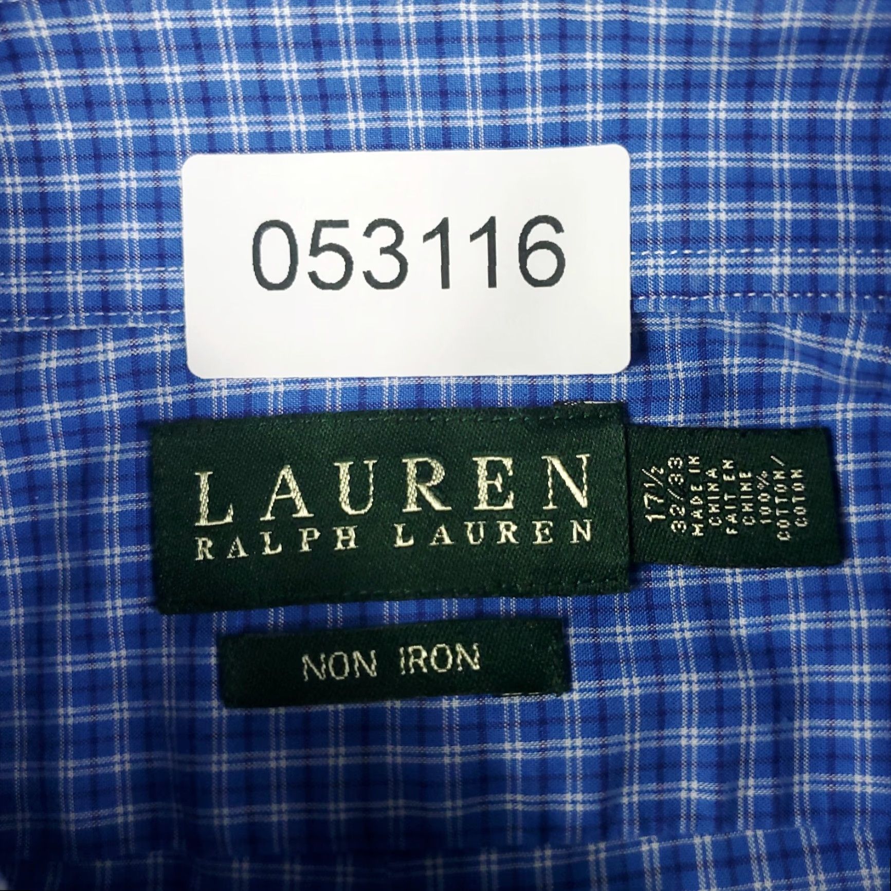 Ralph Lauren Ralph Lauren Blue Plaid Dress Shirt Mens 17.5 Long Sleeve Button-Up Classic Fit Size 46R - 6 Thumbnail