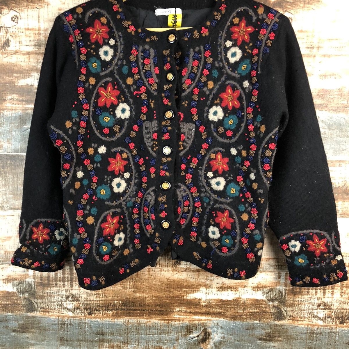 Vintage Unchipull Black Patterned knitwear Cardigans #A2326 Size S / US 4 / IT 40 - 3 Thumbnail