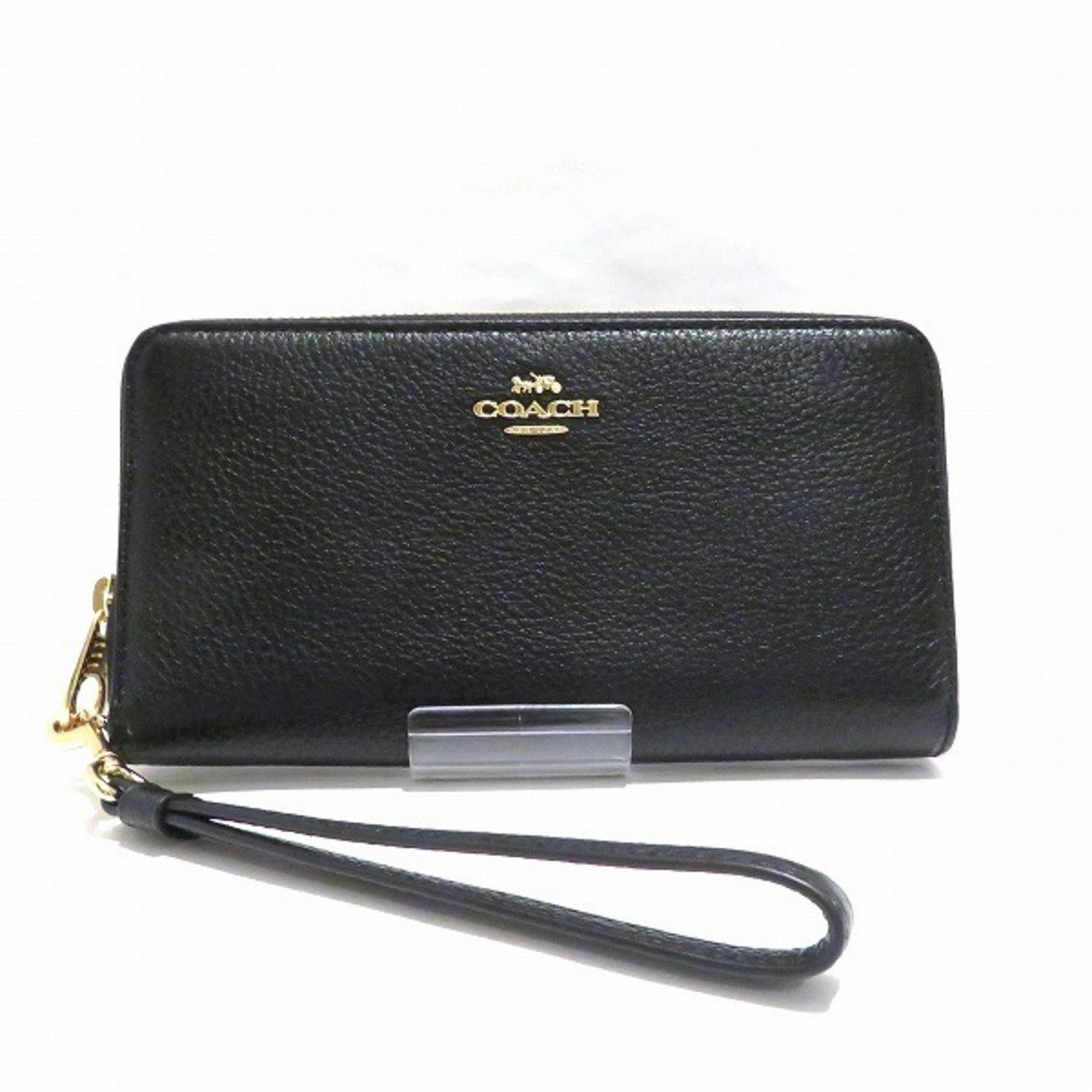 image of Coach Round Zipper Long Wallet C4451 Men Women in Black