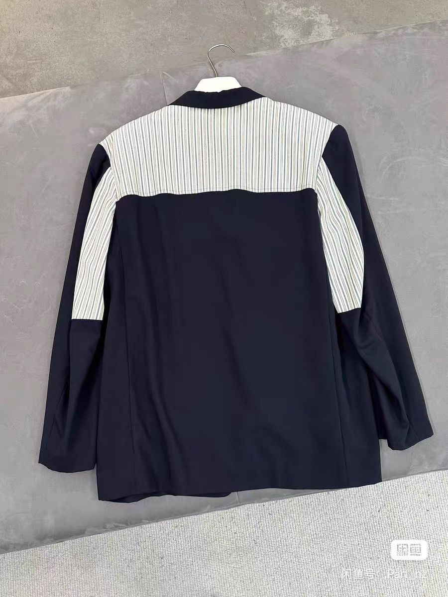 Yohji Yamamoto Yohji Yamamoto Pour Homme SS93 Pinstripe Switching Jacket Size US M / EU 48-50 / 2 - 8 Thumbnail