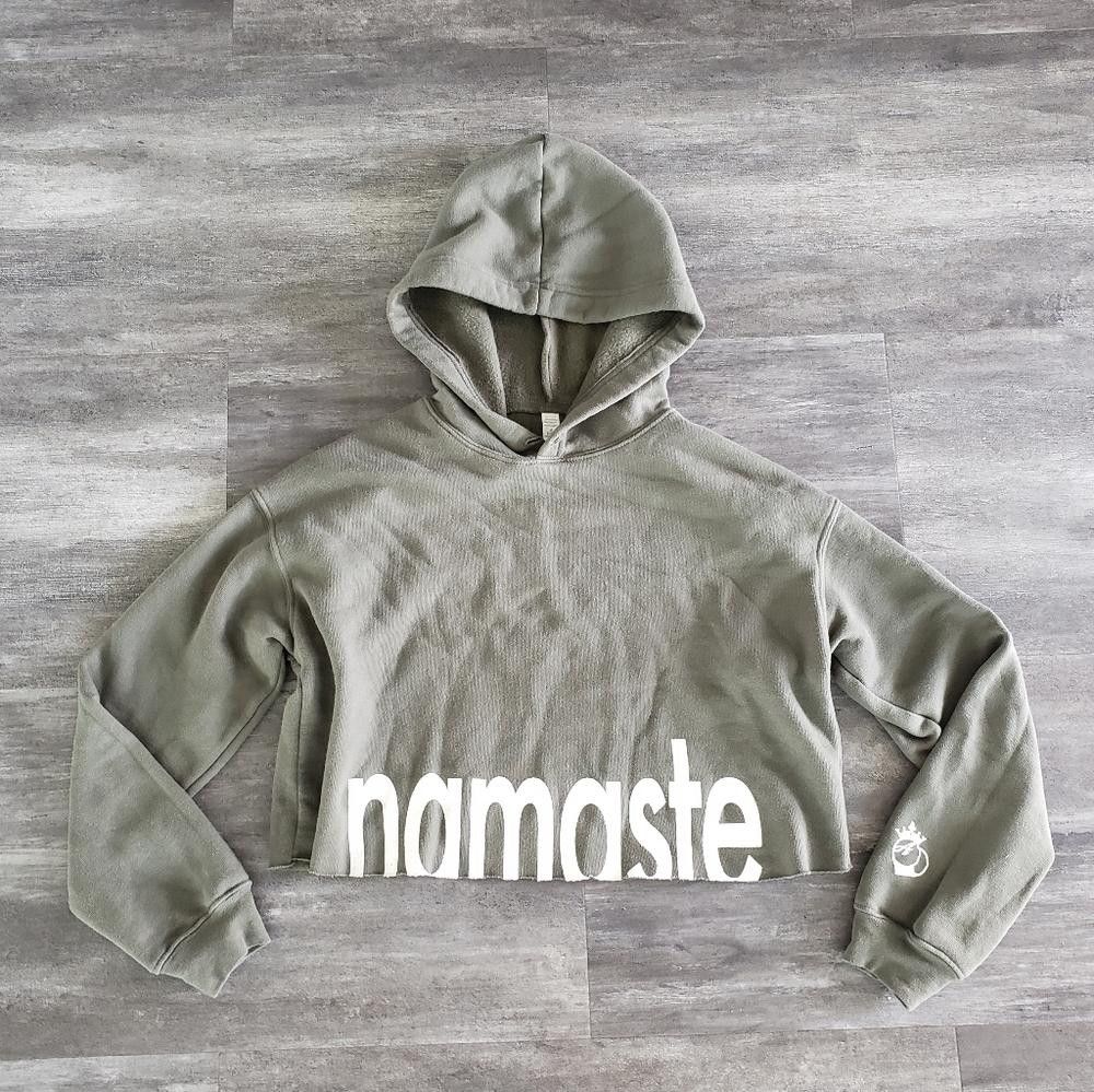 Military Green Cropped BQA Namaste Hoodie