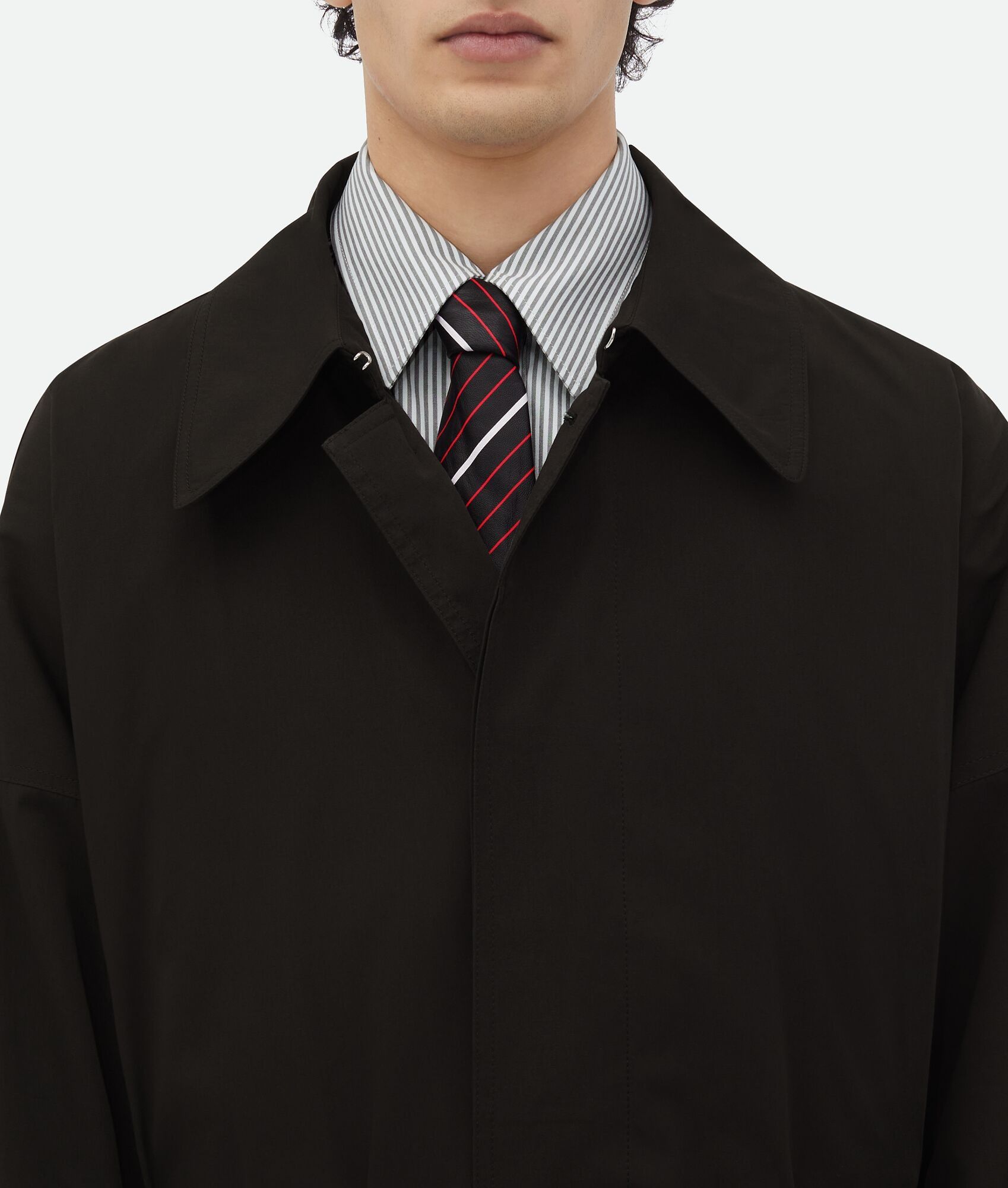 Bottega Veneta o1w1db10825 Cotton Silk Parka With Check Lining Off Black Size US L / EU 52-54 / 3 - 5 Thumbnail